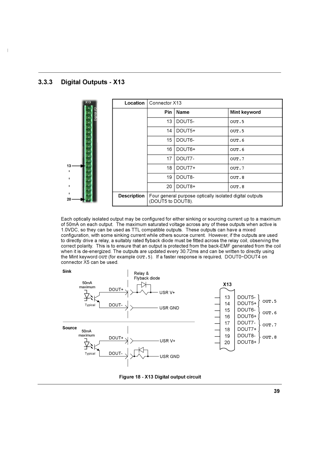 Baldor MN1274 06/2001 installation manual Digital Outputs, OUT.5, OUT.6, OUT.7, OUT.8 