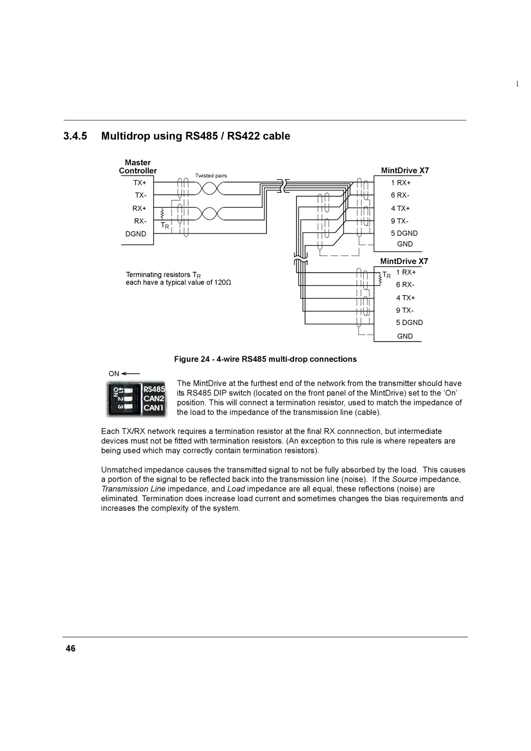 Baldor MN1274 06/2001 installation manual Multidrop using RS485 / RS422 cable, Master Controller 