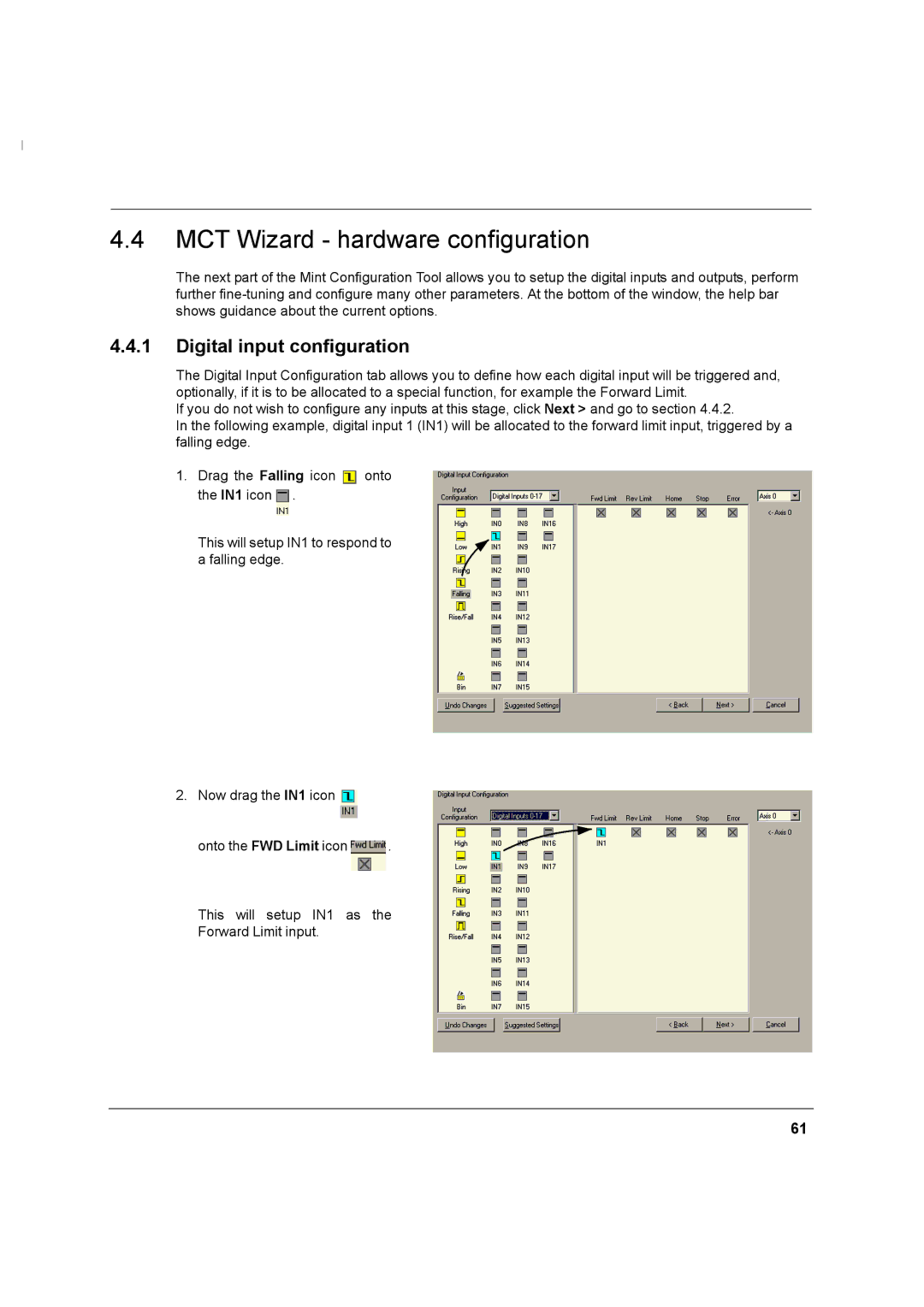 Baldor MN1274 06/2001 installation manual MCT Wizard hardware configuration, Digital input configuration 