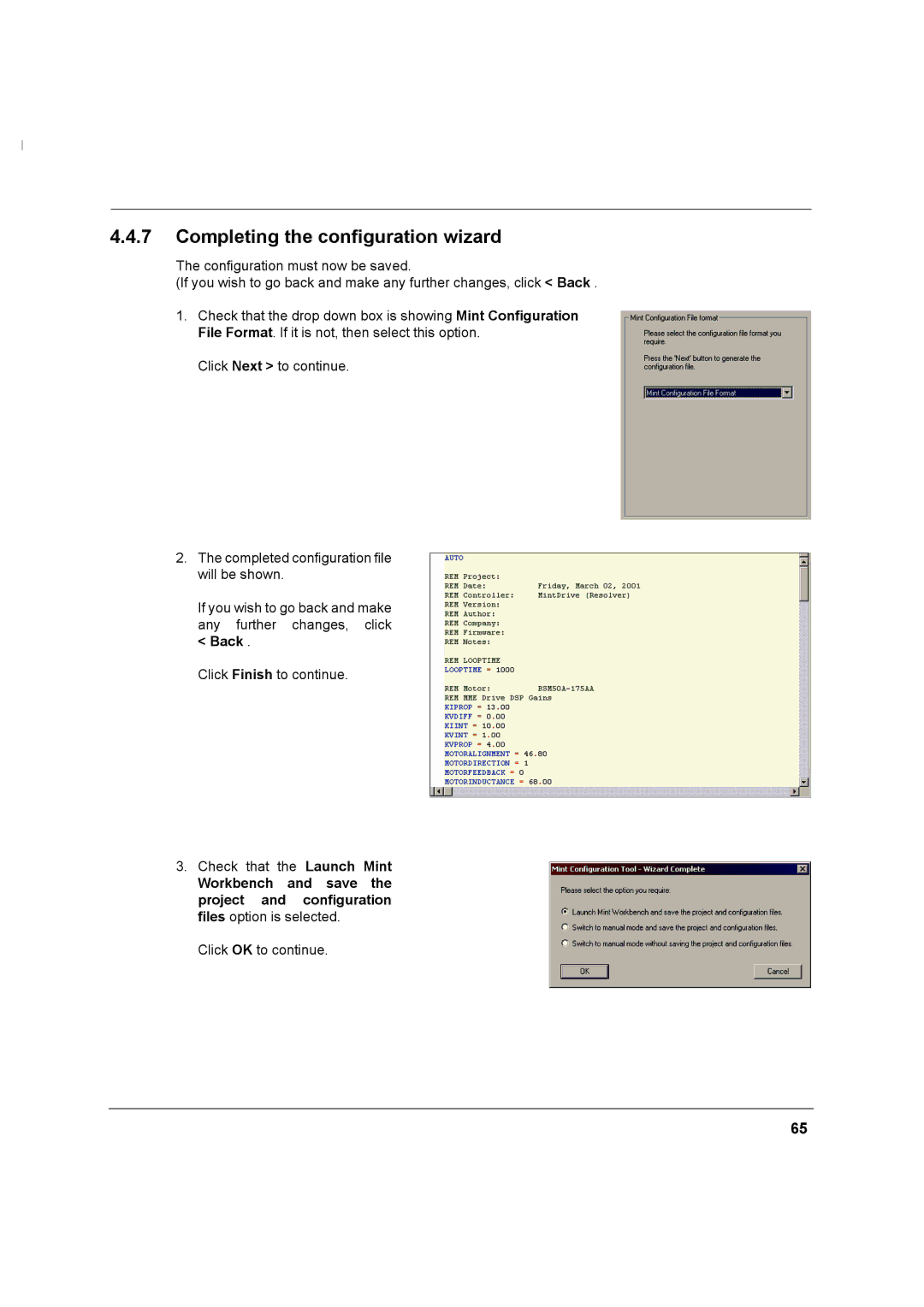 Baldor MN1274 06/2001 installation manual Completing the configuration wizard 