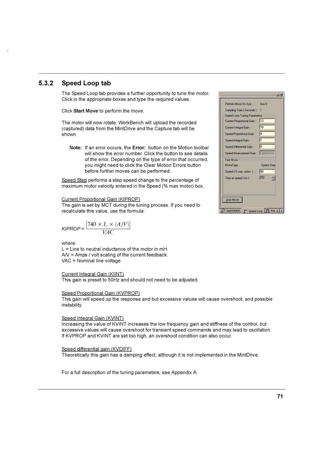 Baldor MN1274 06/2001 installation manual Speed Loop tab, 740 × L × A∕V 