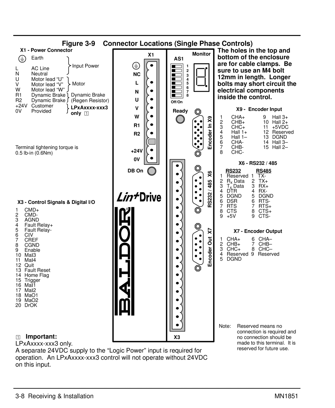 Baldor MN1851 manual  Important, LPxAxxxx-xxx3 only 