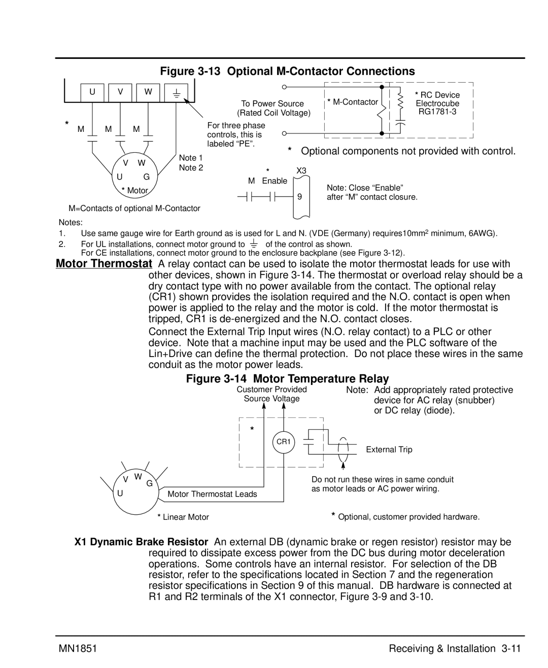 Baldor MN1851 manual Optional M-Contactor Connections 