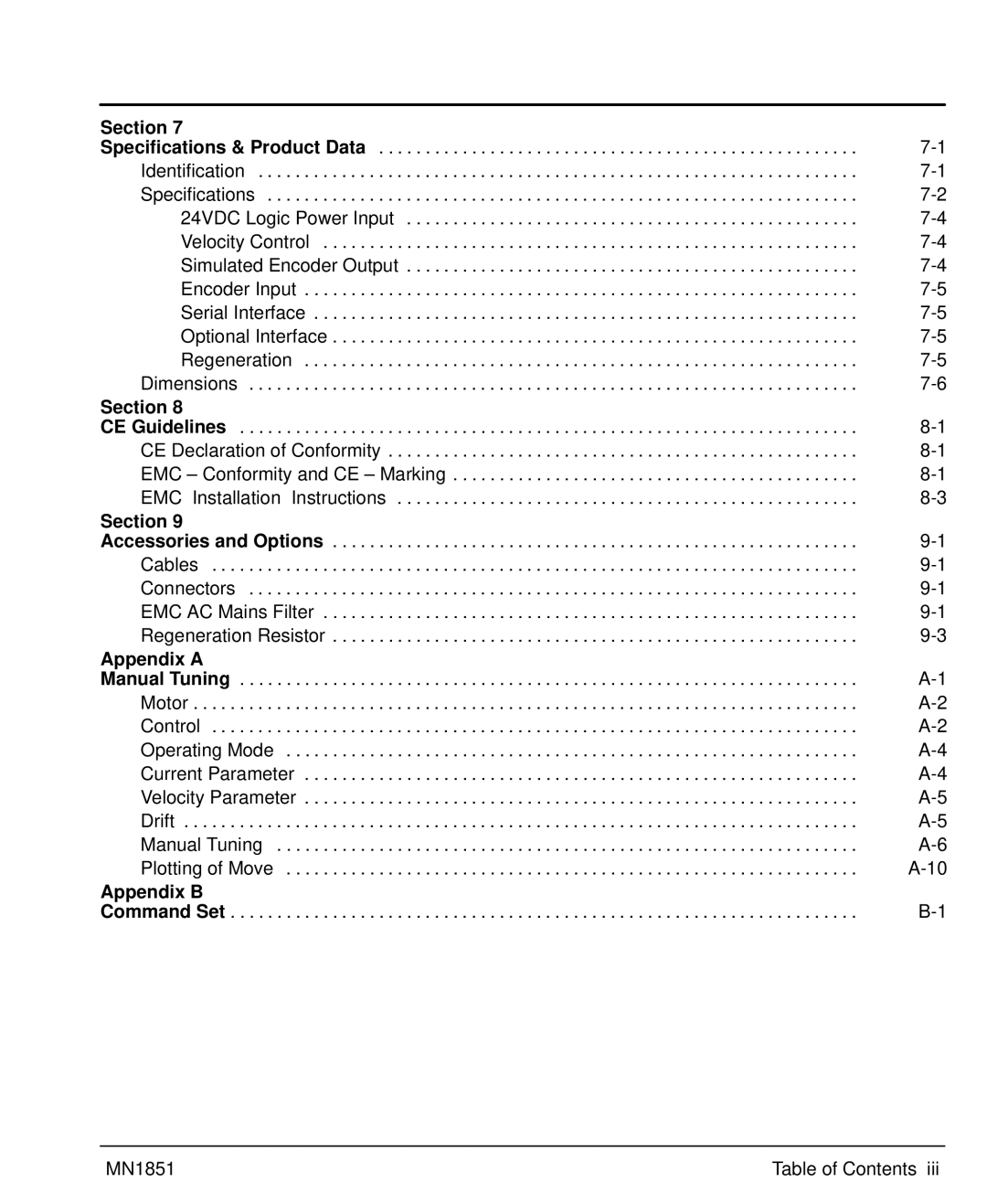 Baldor MN1851 manual 24VDC Logic Power Input, Appendix a, Appendix B 