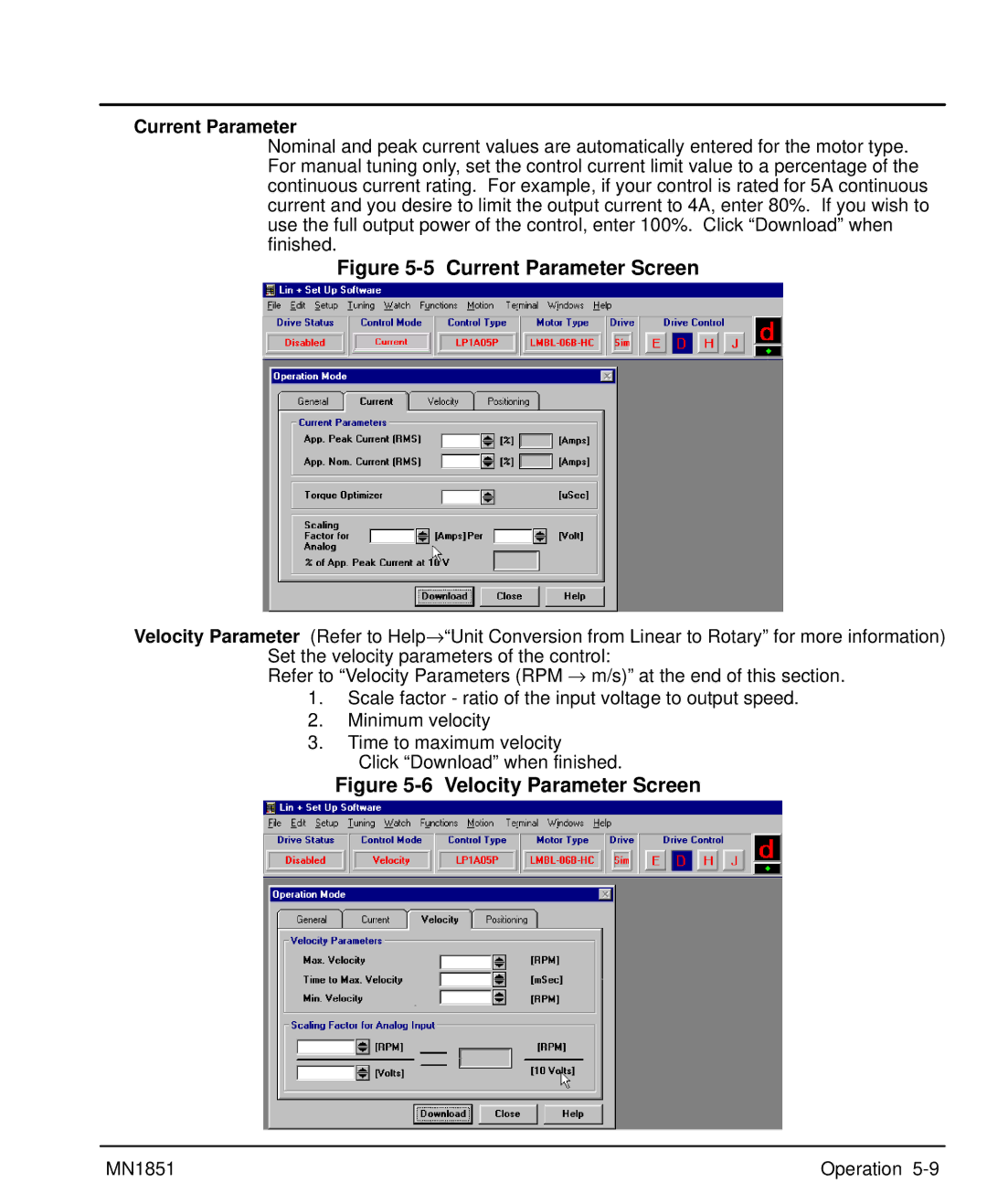 Baldor manual Current Parameter, MN1851 Operation 