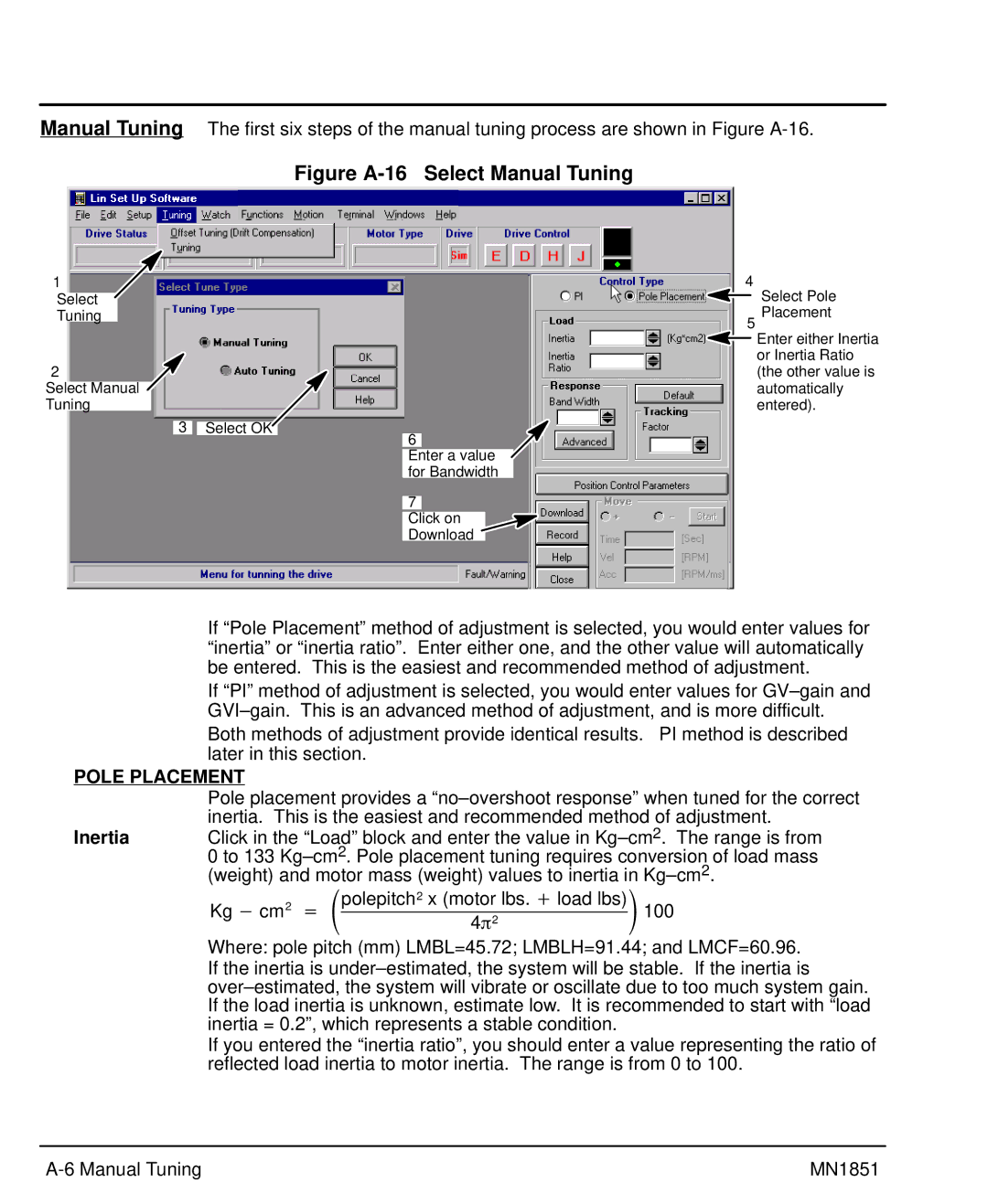 Baldor MN1851 manual Figure A-16 Select Manual Tuning 