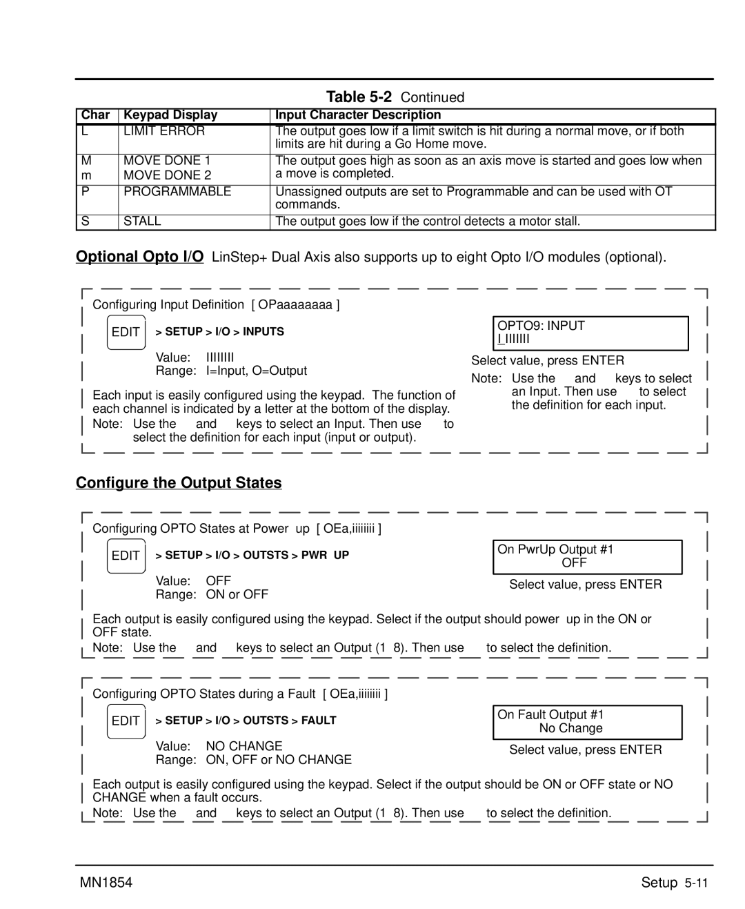 Baldor mn1854 manual Configure the Output States, OPTO9 Input, Iiiiiiii, Off 