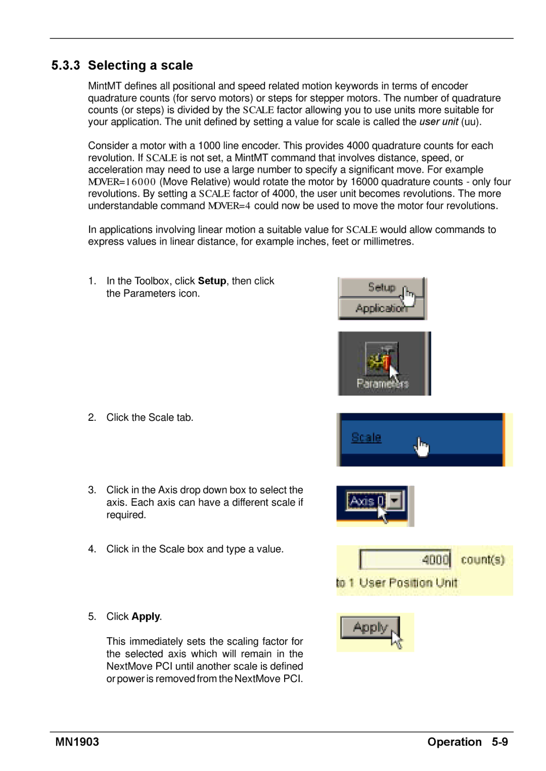 Baldor MN1903 installation manual Selecting a scale 