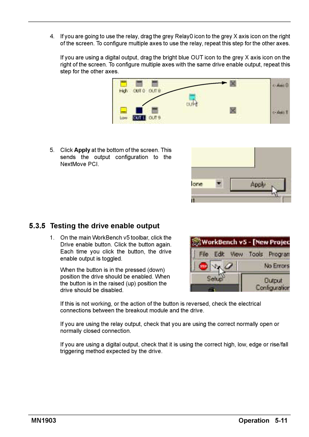 Baldor MN1903 installation manual Testing the drive enable output 