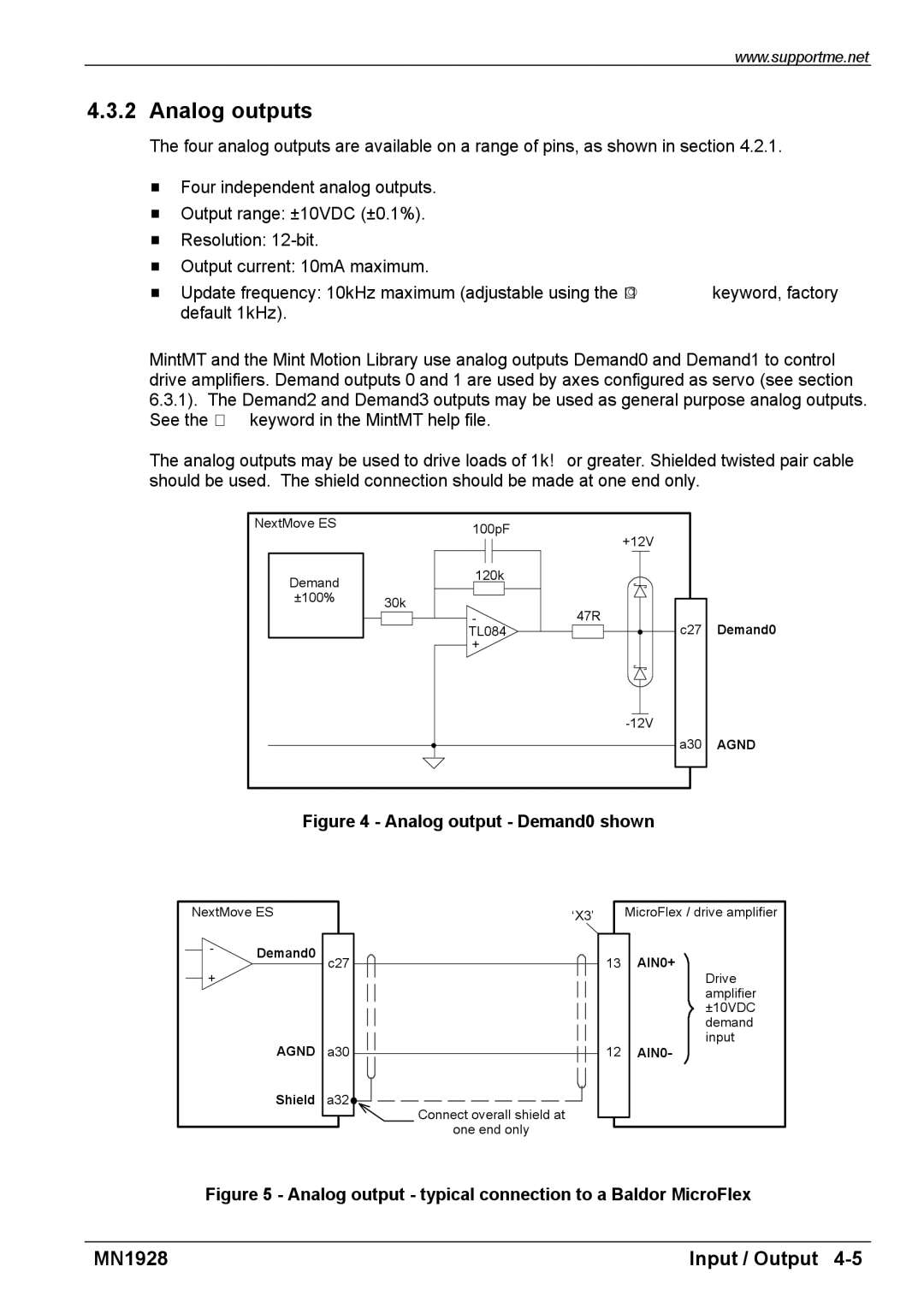 Baldor MN1928 installation manual Analog outputs, Analog output Demand0 shown 