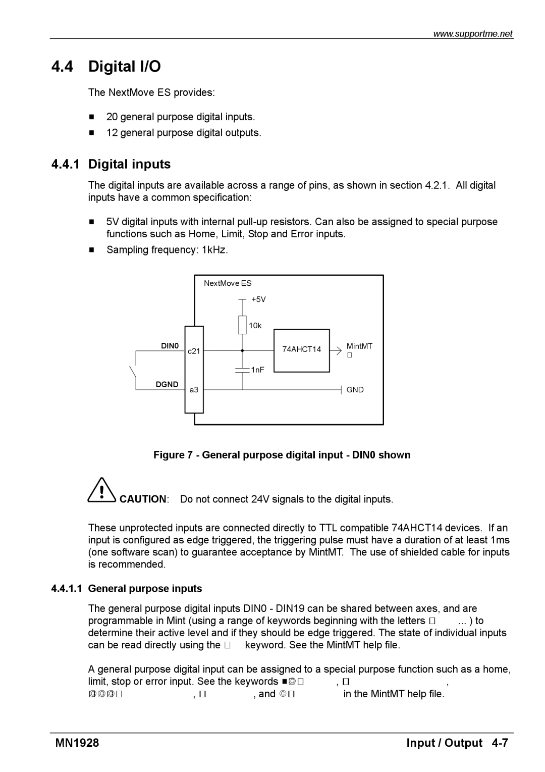 Baldor MN1928 installation manual Digital I/O, Digital inputs, General purpose inputs 