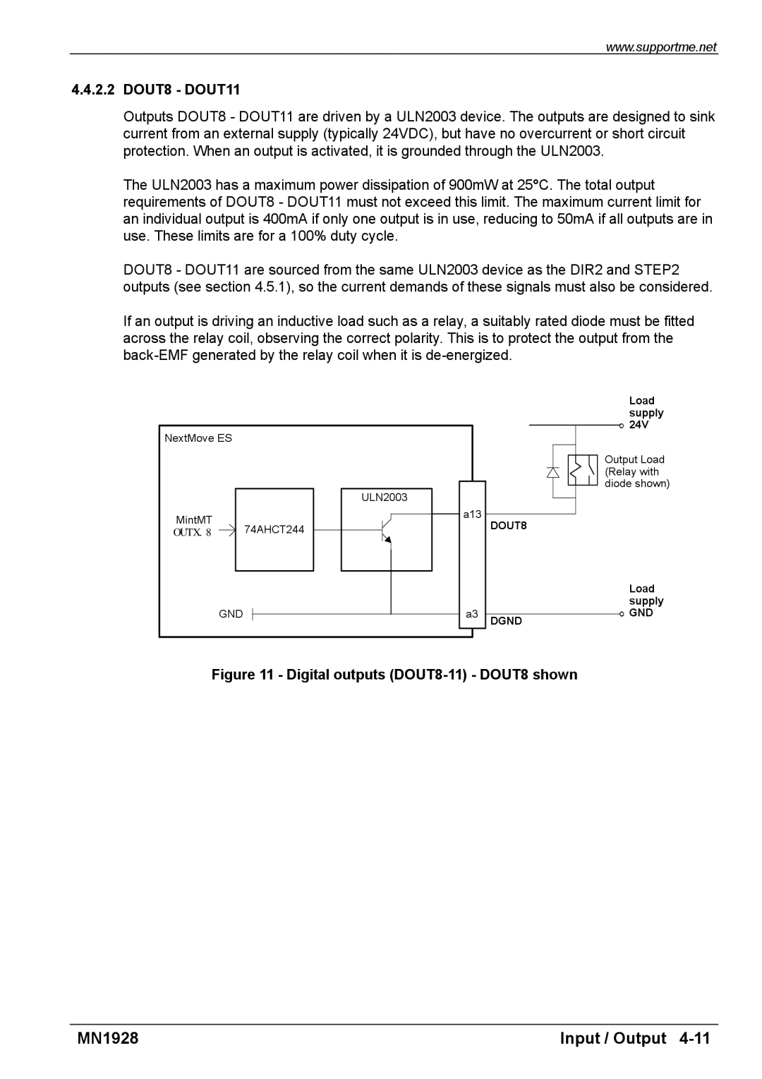 Baldor MN1928 installation manual DOUT8 DOUT11, Digital outputs DOUT8-11 DOUT8 shown 