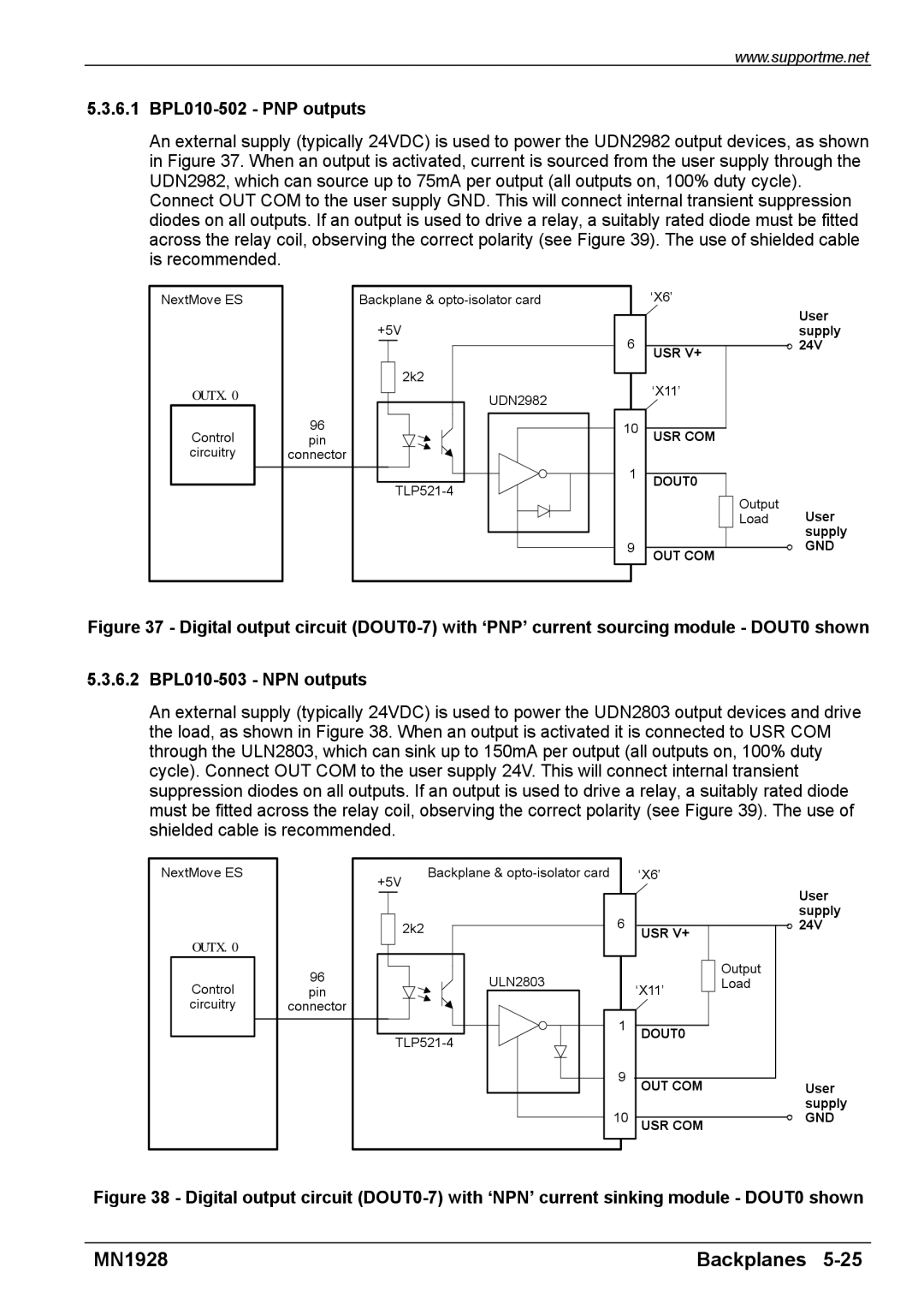 Baldor MN1928 installation manual 6.1 BPL010-502 PNP outputs, 6.2 BPL010-503 NPN outputs 