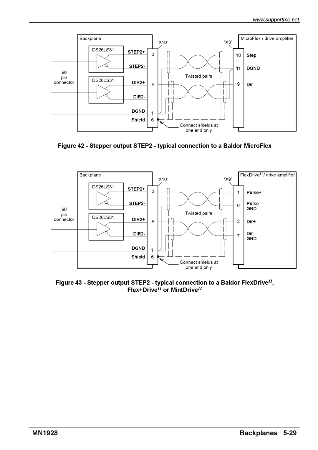 Baldor MN1928 installation manual Stepper output typical connection to a Baldor MicroFlex 