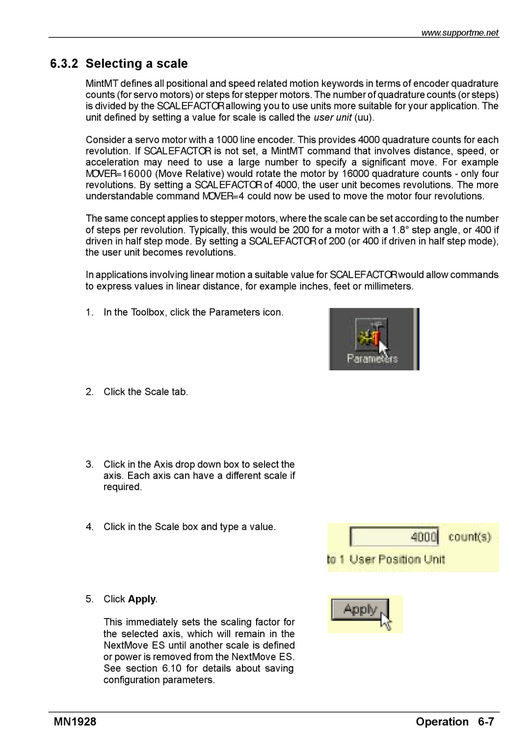 Baldor MN1928 installation manual Selecting a scale 