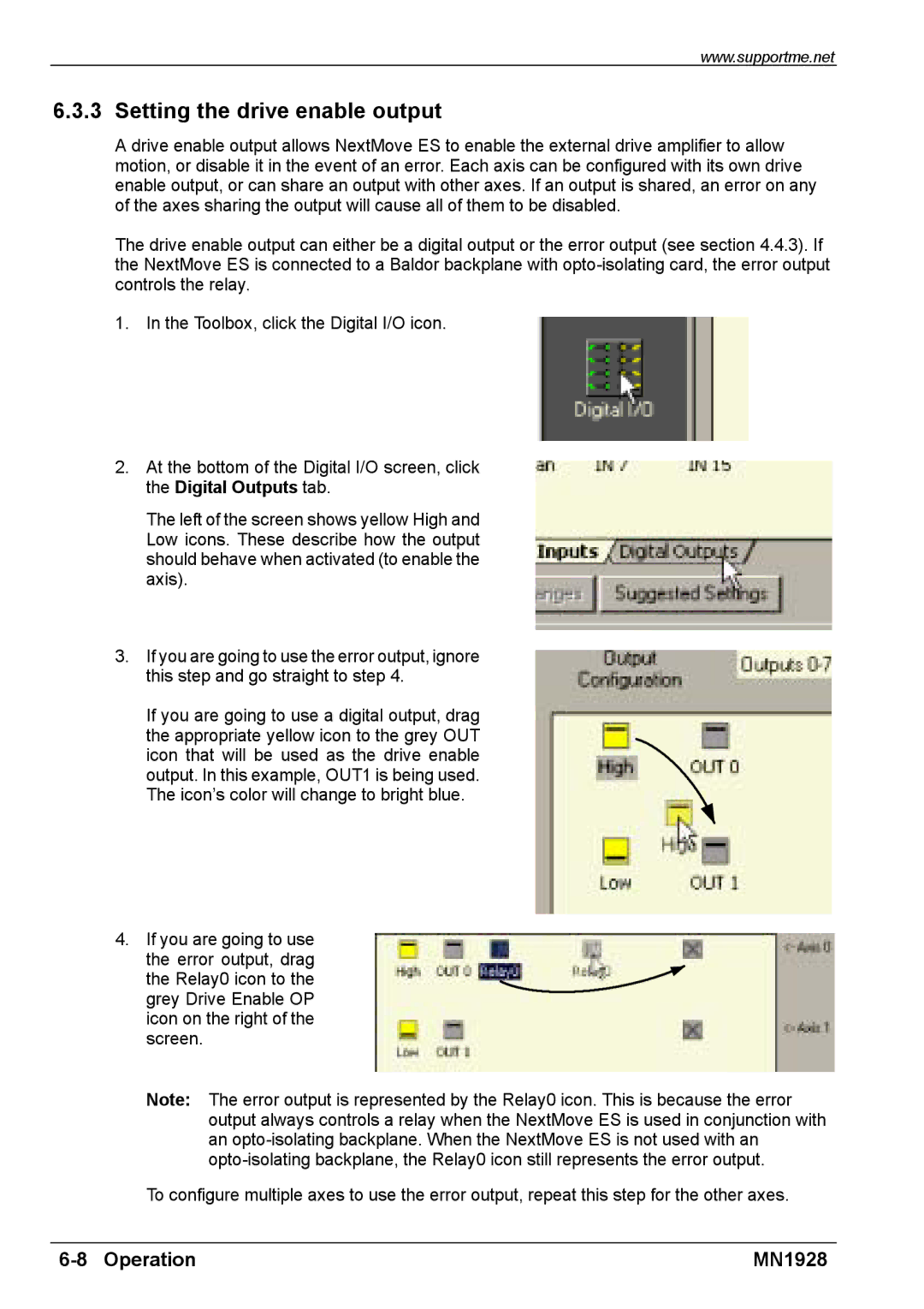 Baldor MN1928 installation manual Setting the drive enable output 