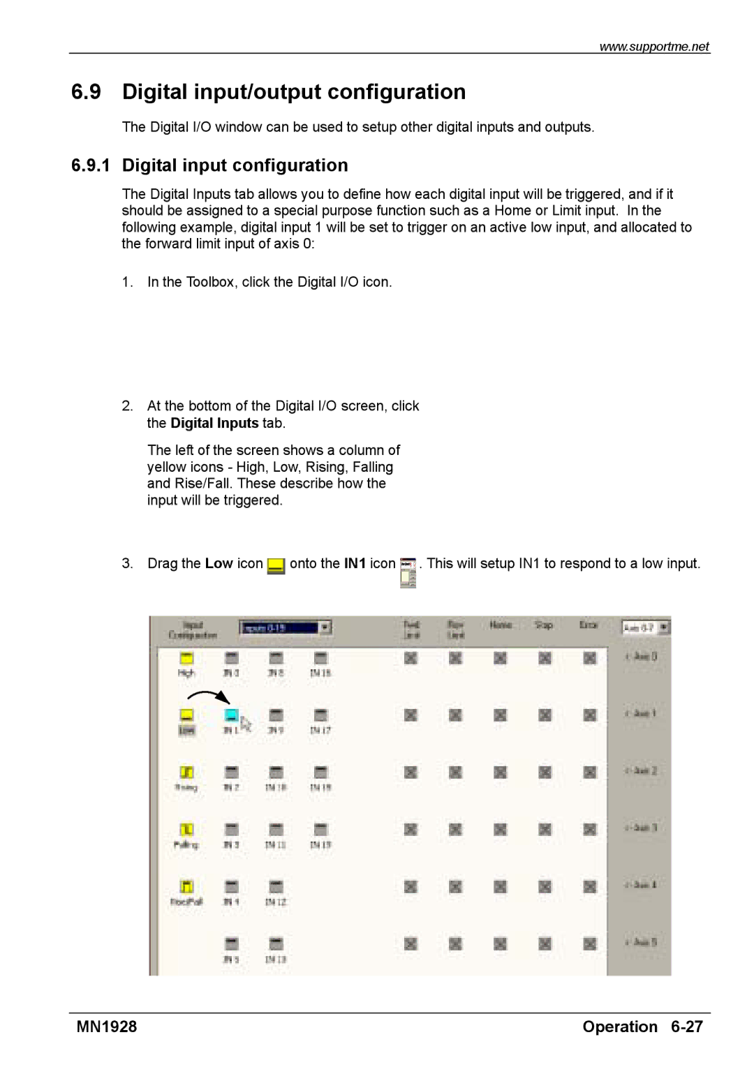 Baldor MN1928 installation manual Digital input/output configuration, Digital input configuration 