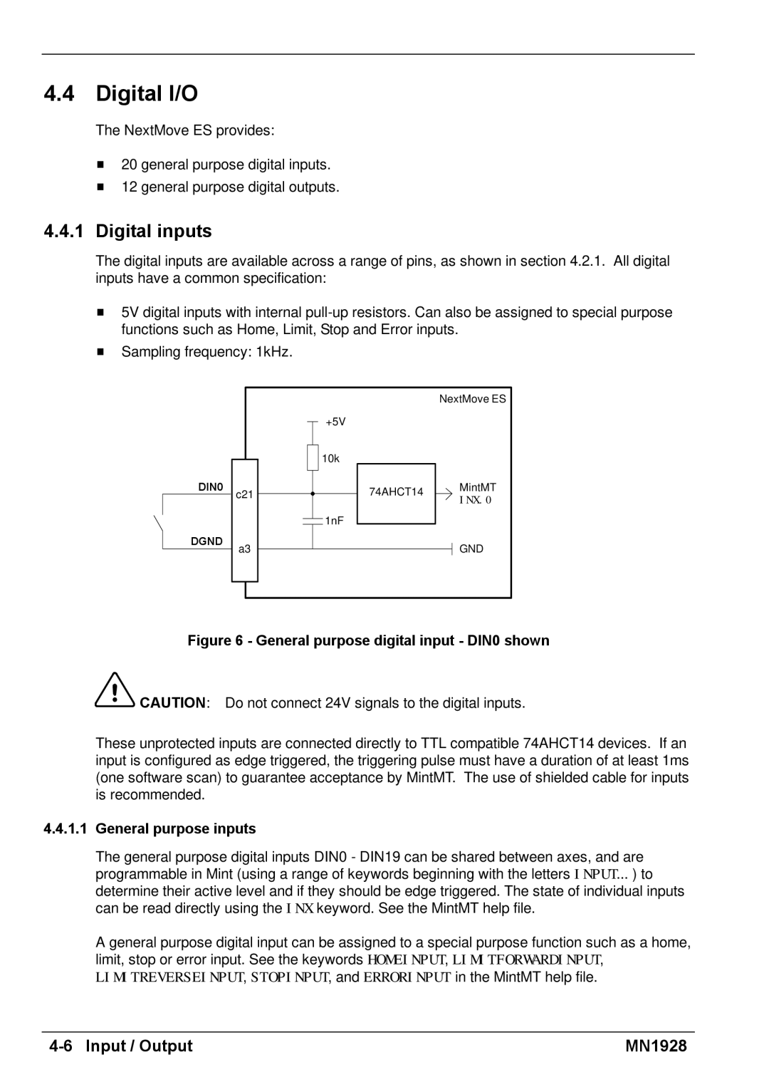 Baldor MN1928 installation manual Digital I/O, Digital inputs, General purpose inputs 