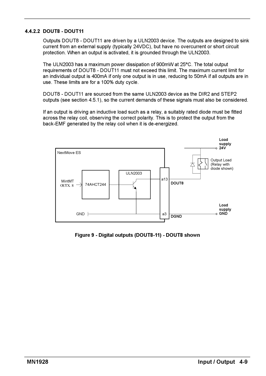 Baldor MN1928 installation manual DOUT8 DOUT11, Digital outputs DOUT8-11 DOUT8 shown 