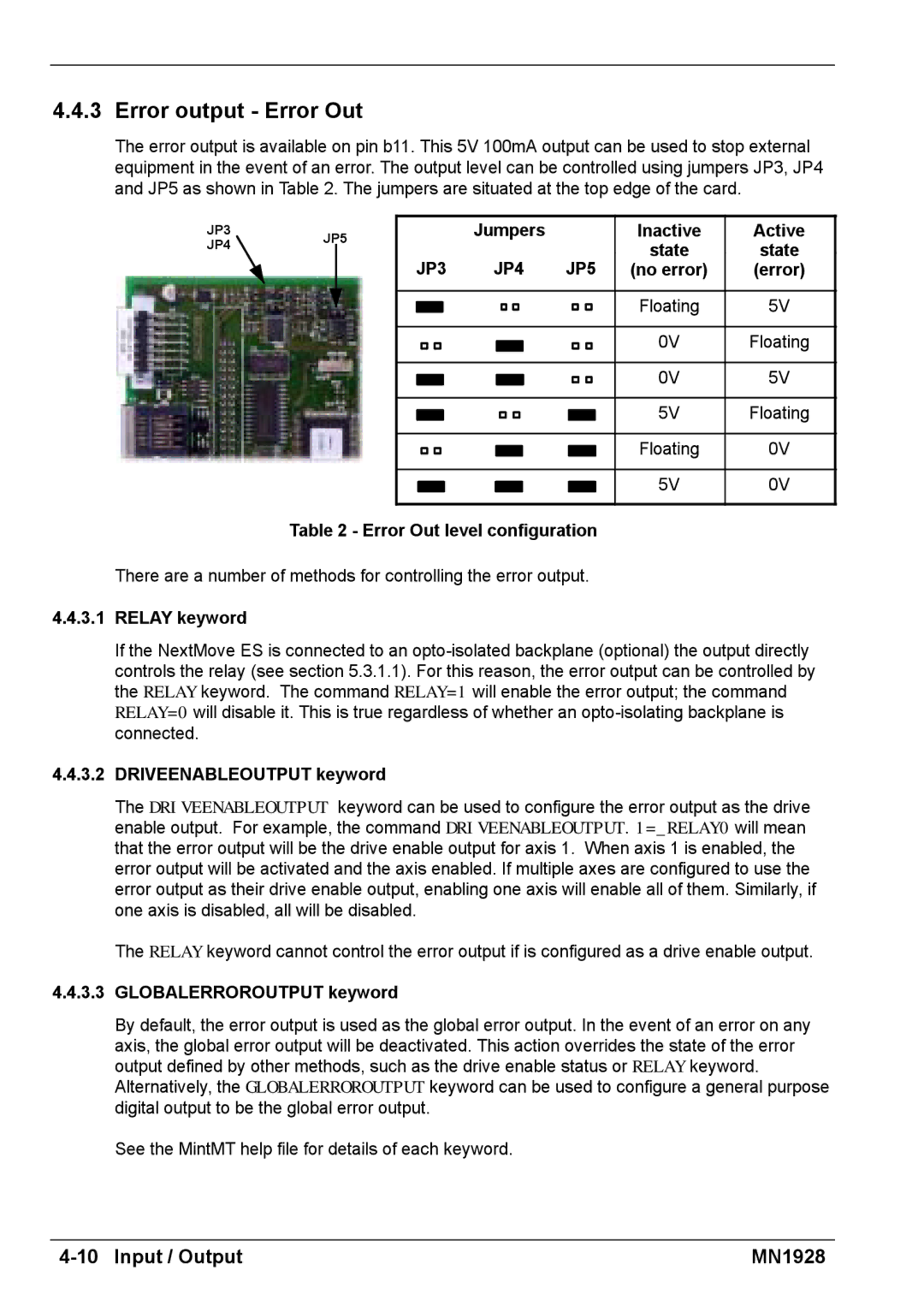 Baldor MN1928 installation manual Error output Error Out 