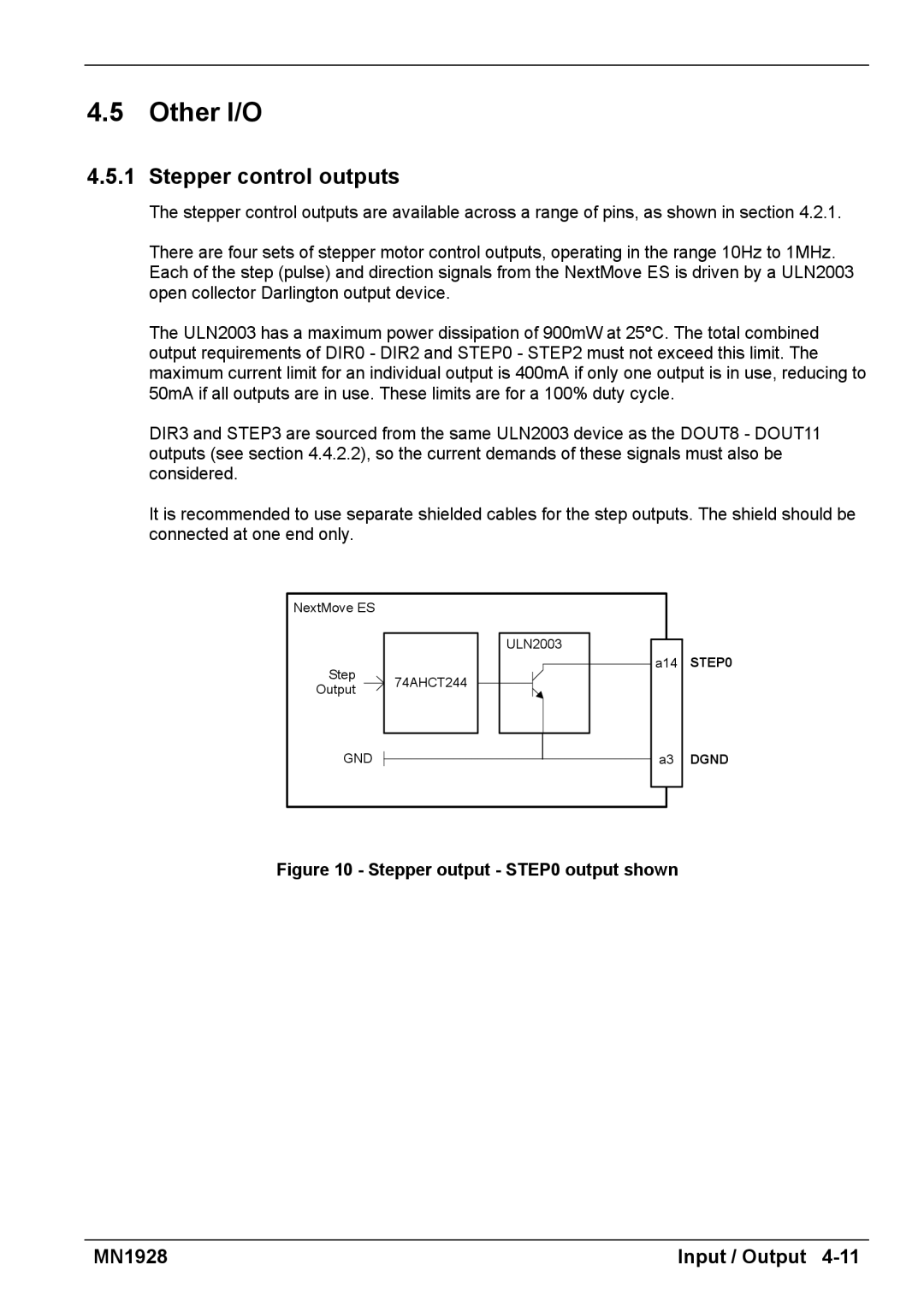 Baldor MN1928 installation manual Other I/O, Stepper control outputs 