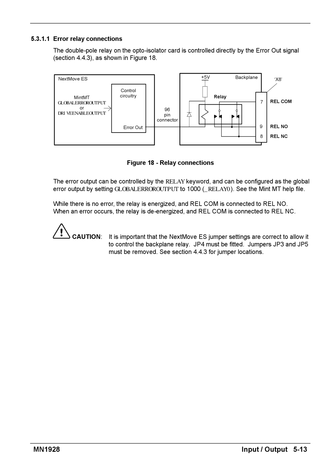 Baldor MN1928 installation manual Error relay connections, Relay connections 