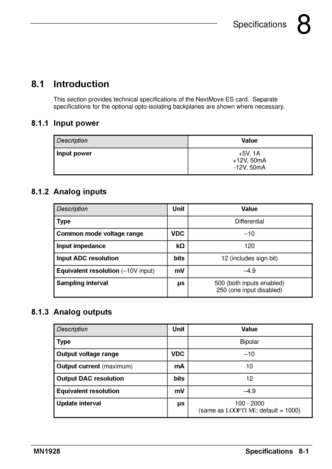 Baldor MN1928 installation manual Input power 