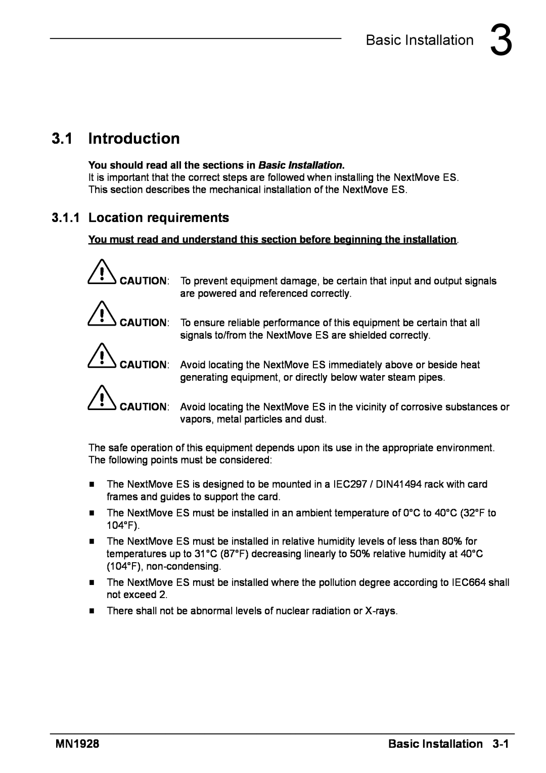 Baldor MN1928 installation manual Introduction, Basic Installation, Location requirements 