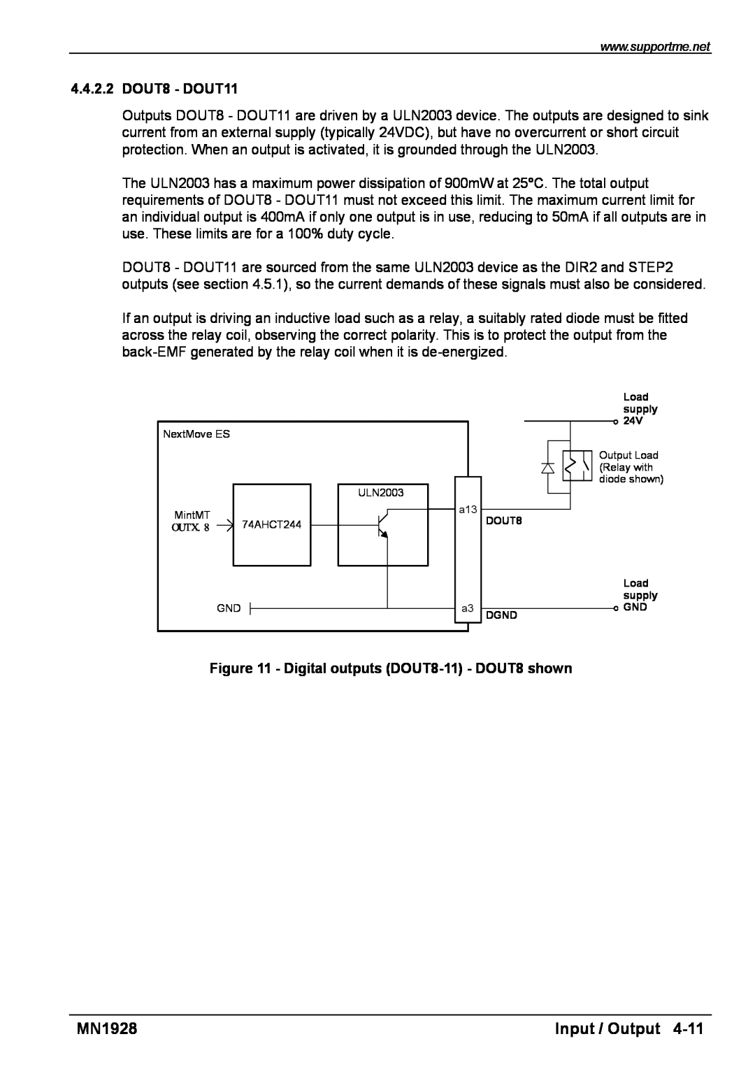 Baldor MN1928 installation manual Input / Output, DOUT8 - DOUT11, Digital outputs DOUT8-11 - DOUT8 shown, OUTX.8 