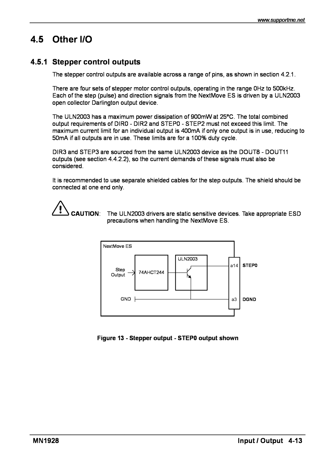 Baldor MN1928 installation manual Other I/O, Stepper control outputs, Input / Output, Stepper output - output shown 