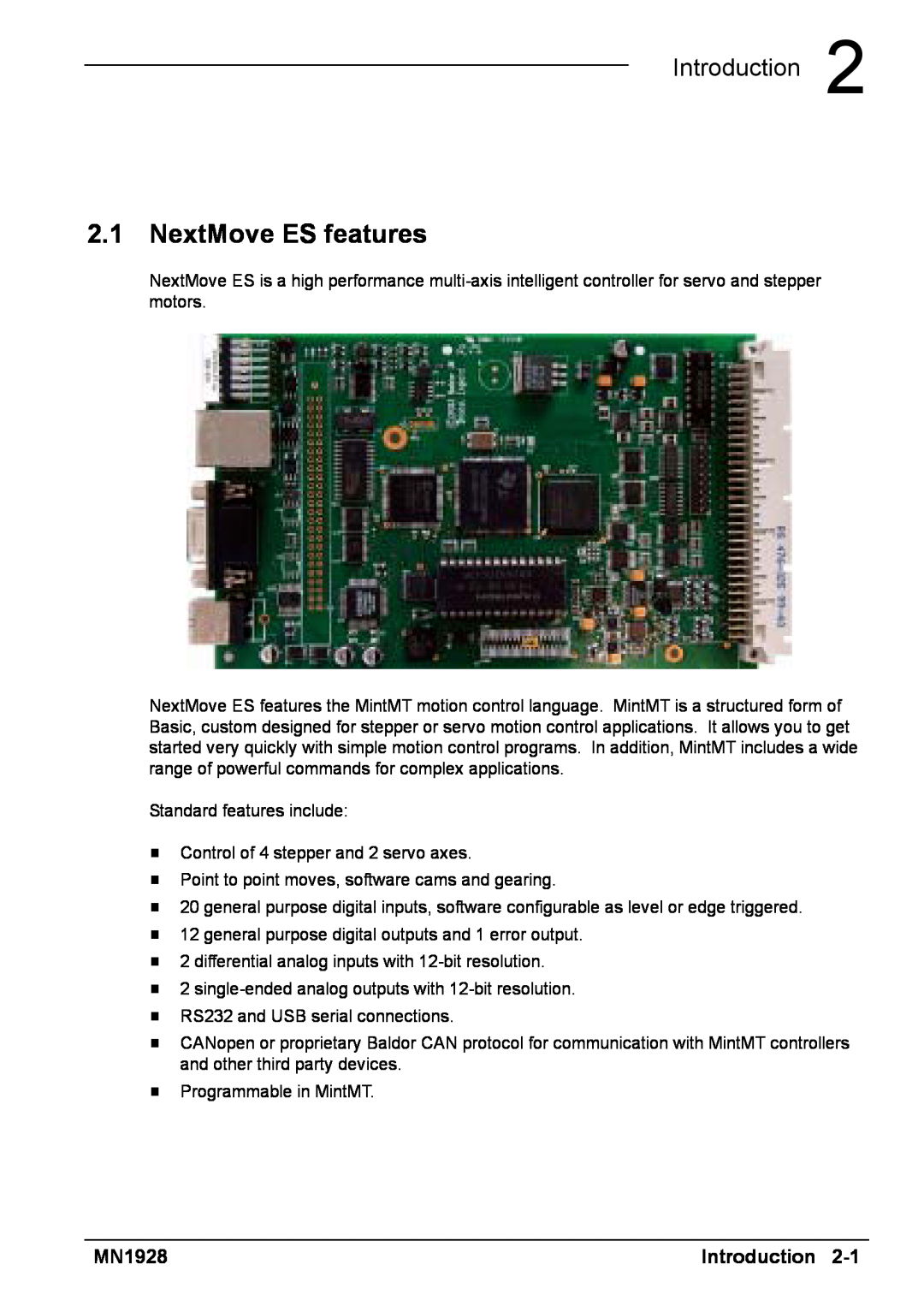 Baldor MN1928 installation manual NextMove ES features, Introduction 