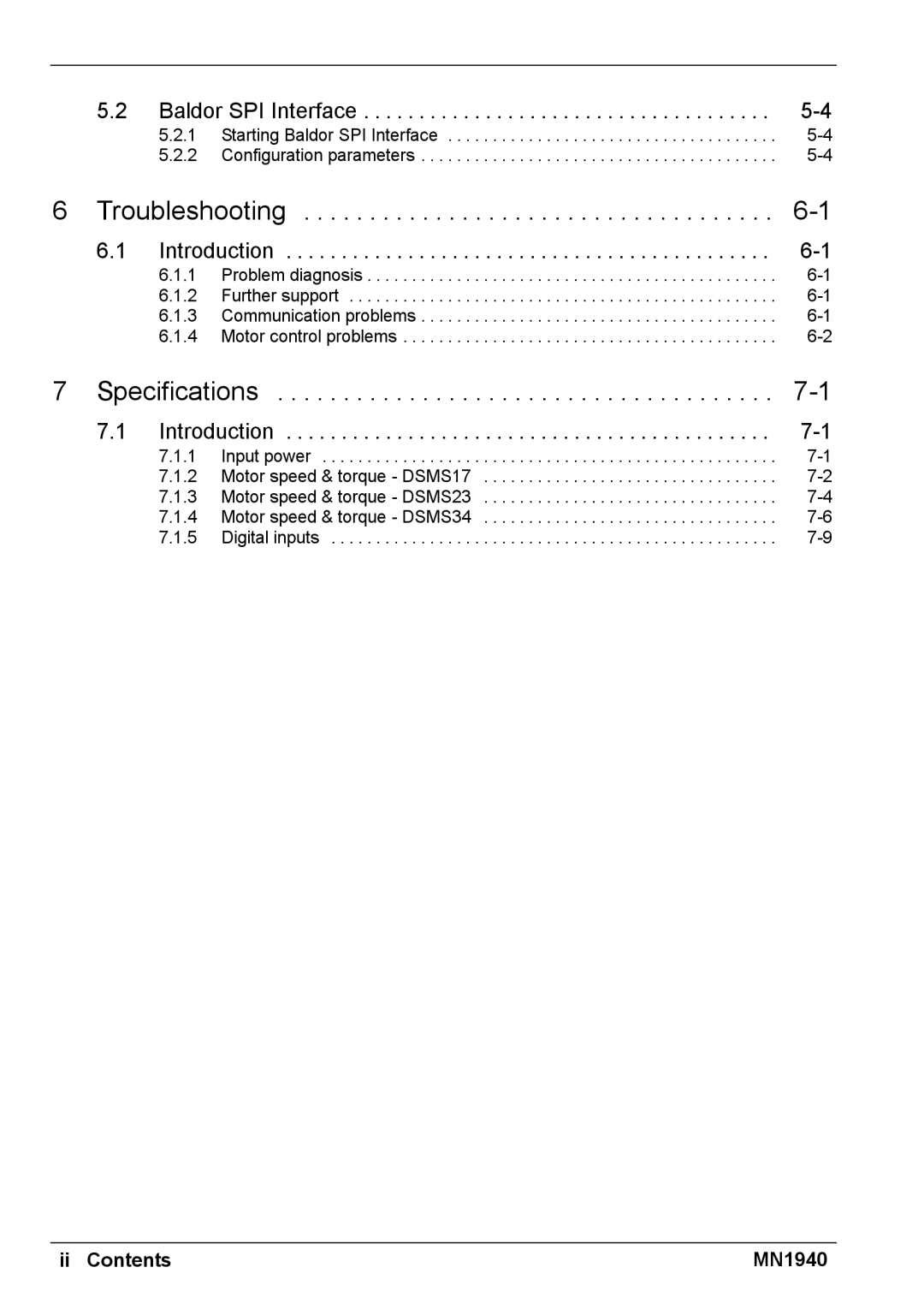 Baldor MN1940 installation manual Troubleshooting 