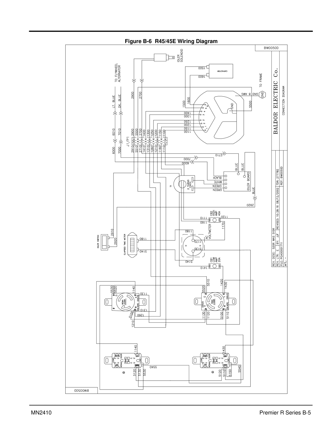 Baldor MN2410 manual Figure B-6 R45/45E Wiring Diagram 