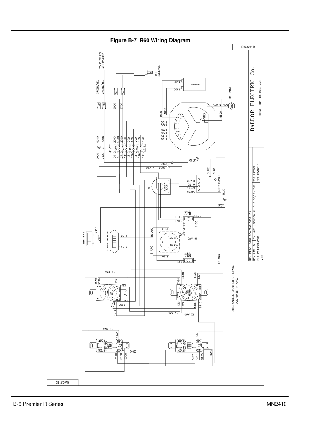 Baldor MN2410 manual Figure B-7 R60 Wiring Diagram 