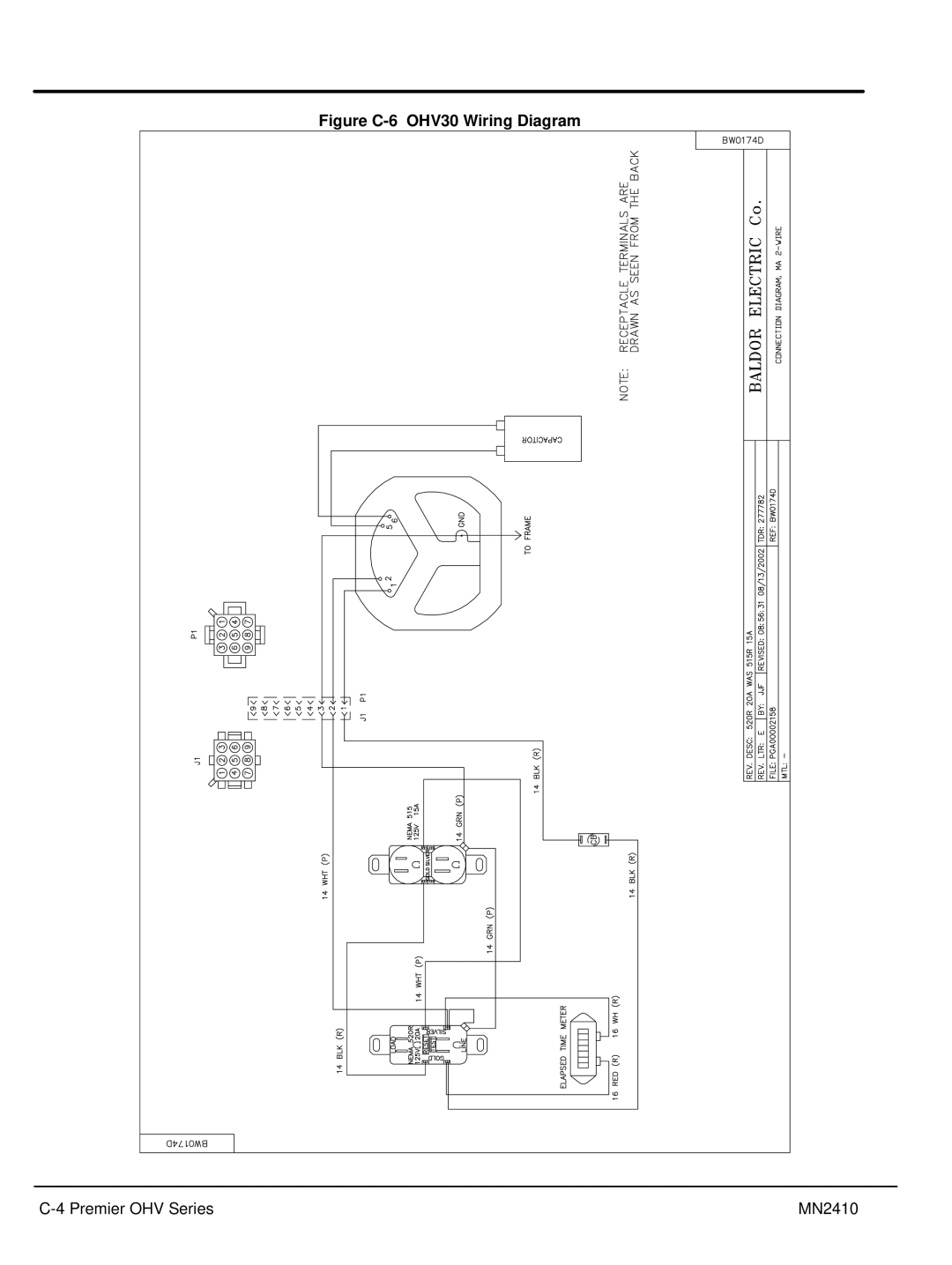 Baldor MN2410 manual Figure C-6 OHV30 Wiring Diagram 