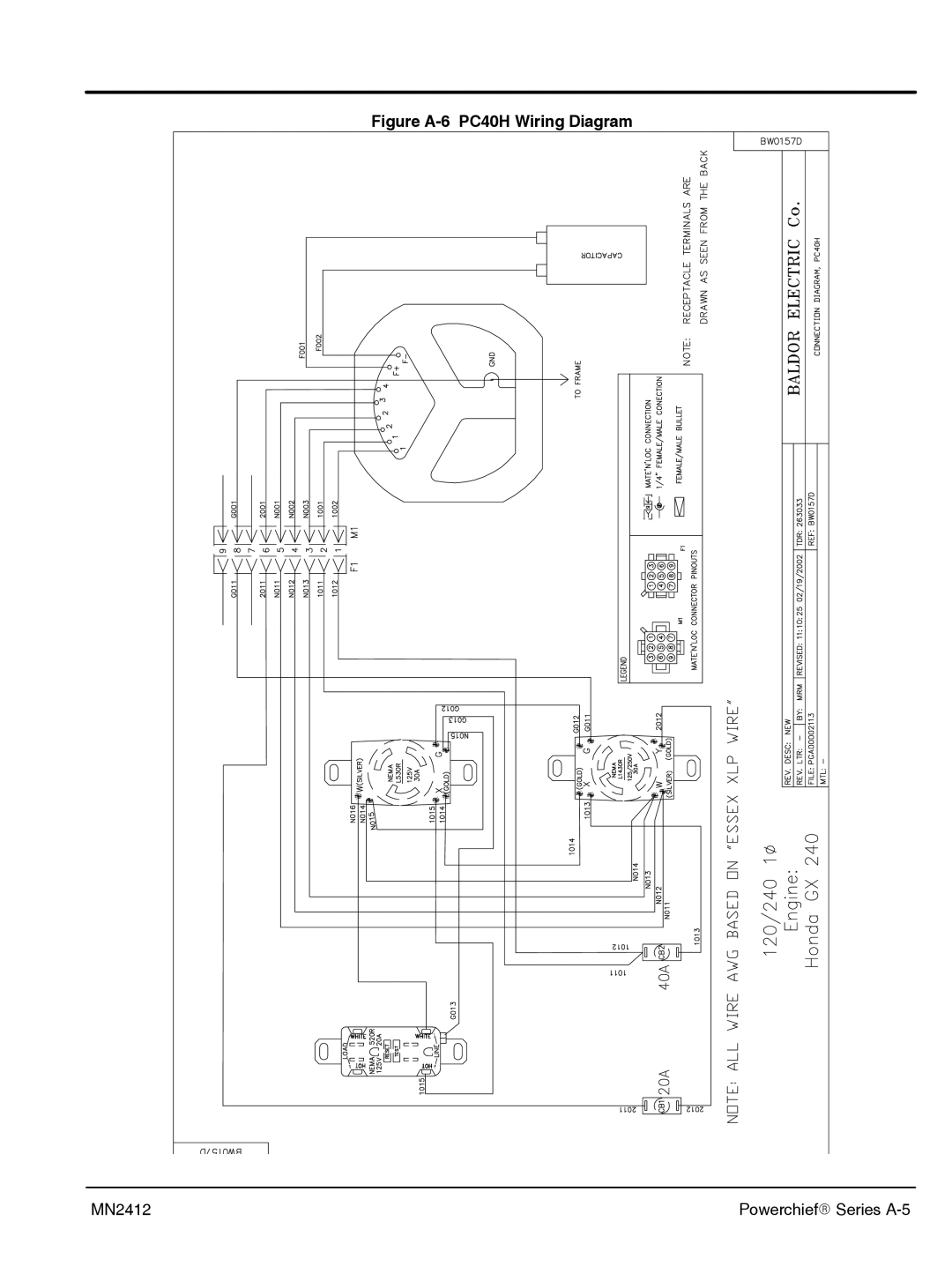 Baldor MN2412 manual Figure A-6 PC40H Wiring Diagram 