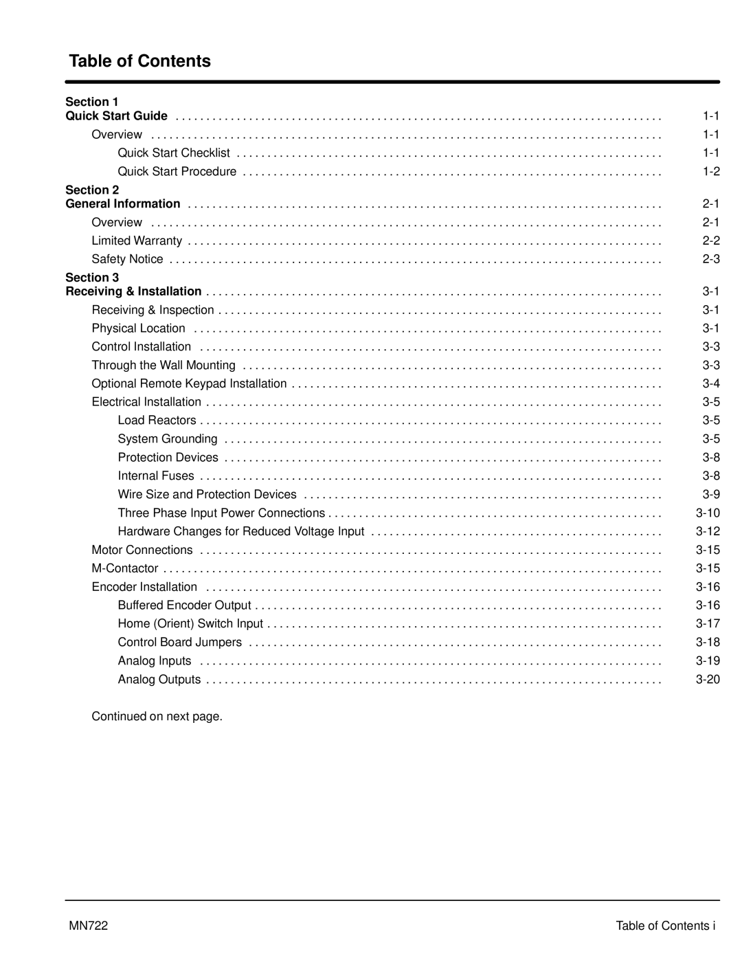 Baldor mn722 manual Table of Contents 