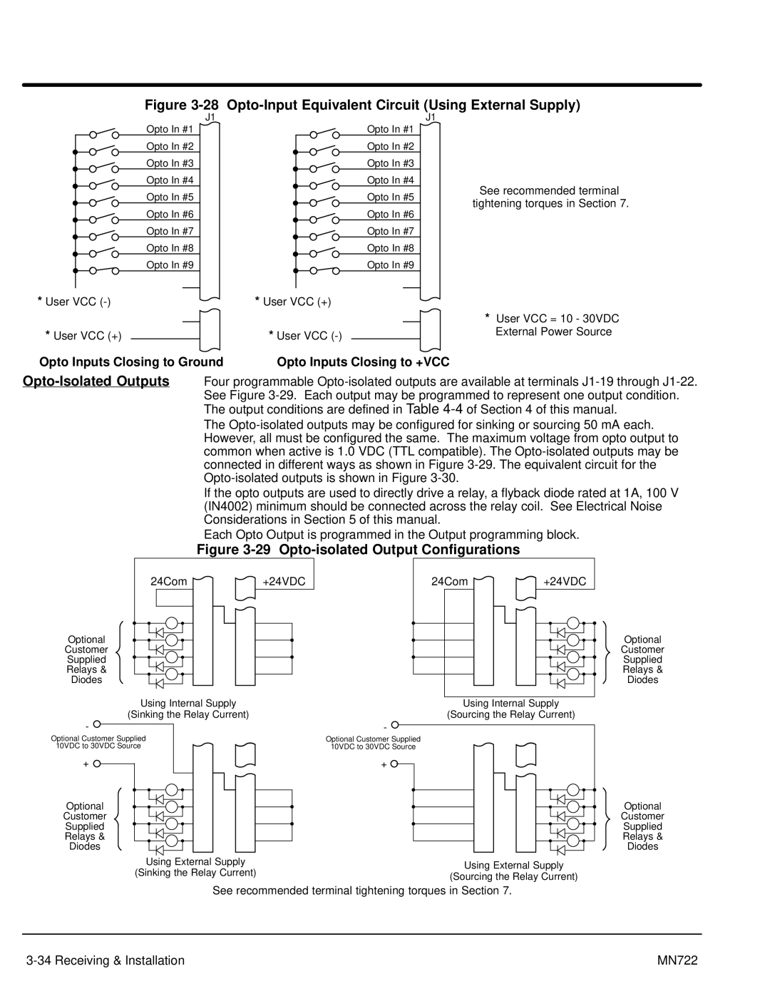 Baldor mn722 manual Opto-Input Equivalent Circuit Using External Supply 