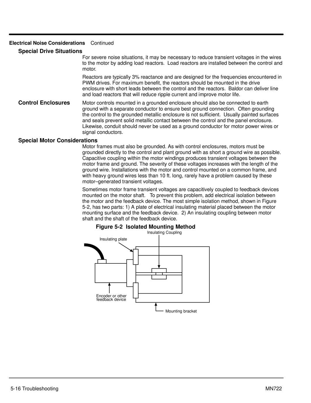 Baldor mn722 manual Special Drive Situations, Special Motor Considerations, Electrical Noise Considerations 