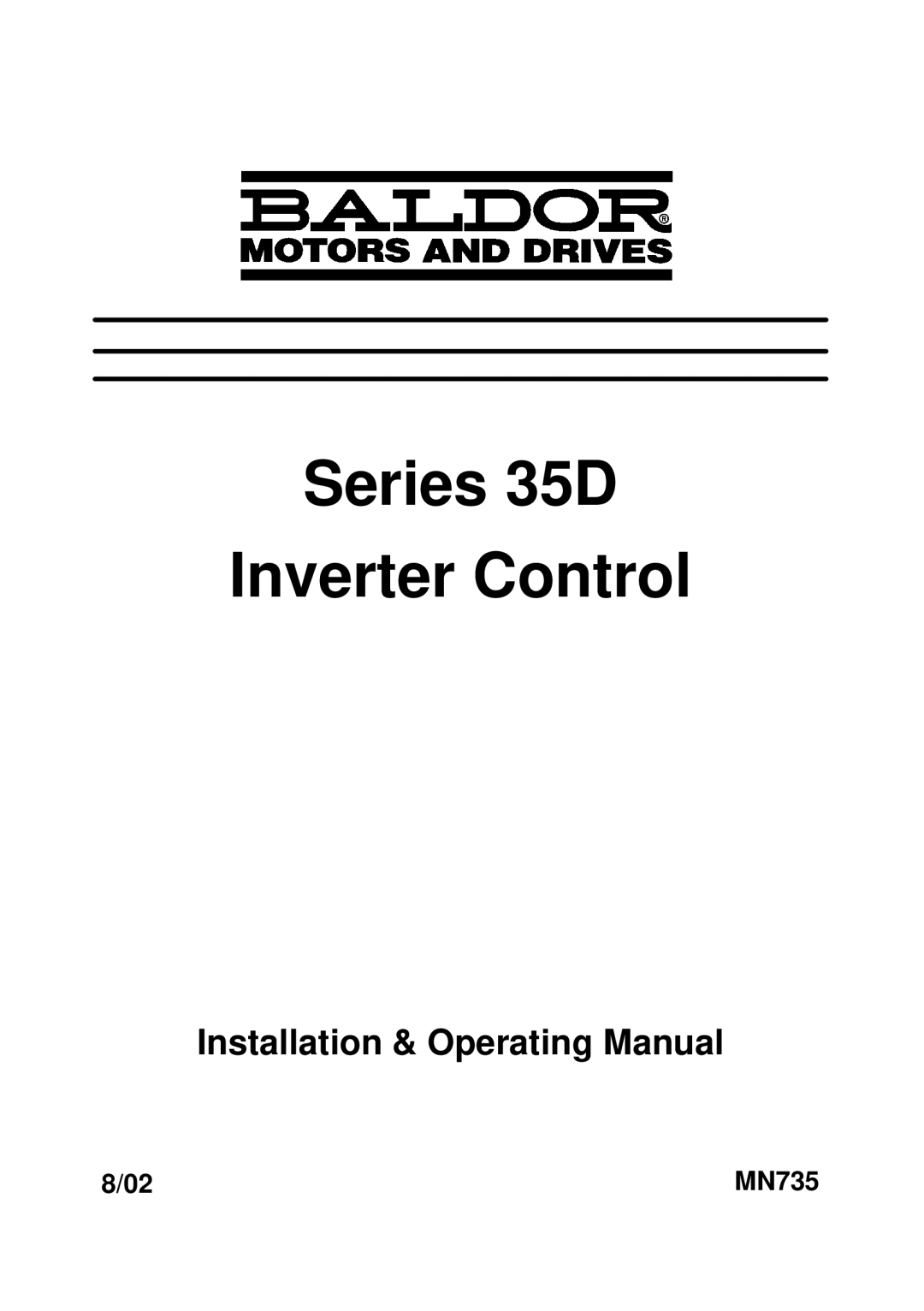 Baldor MN735 manual Series 35D Inverter Control 