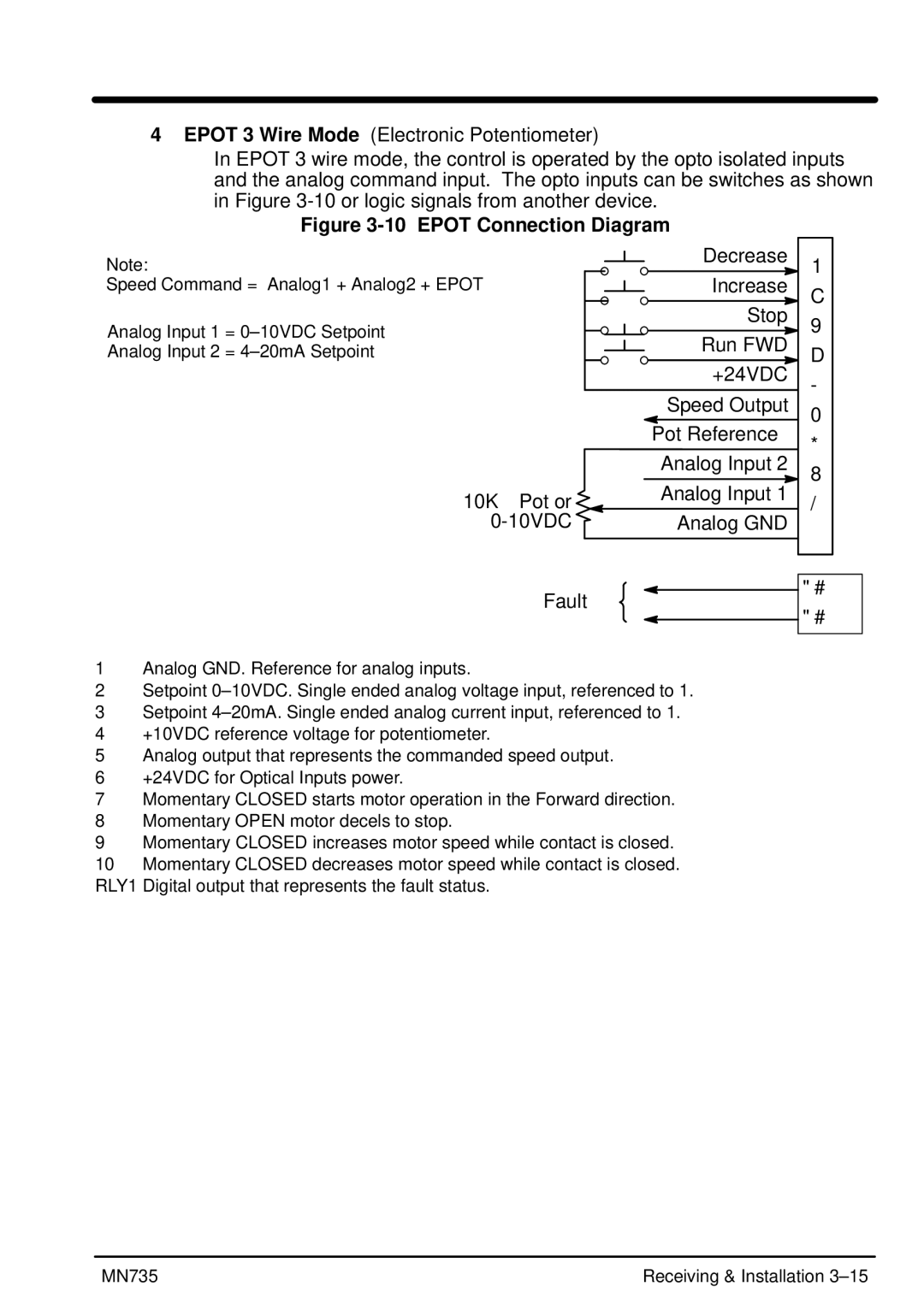 Baldor MN735 manual Epot Connection Diagram 