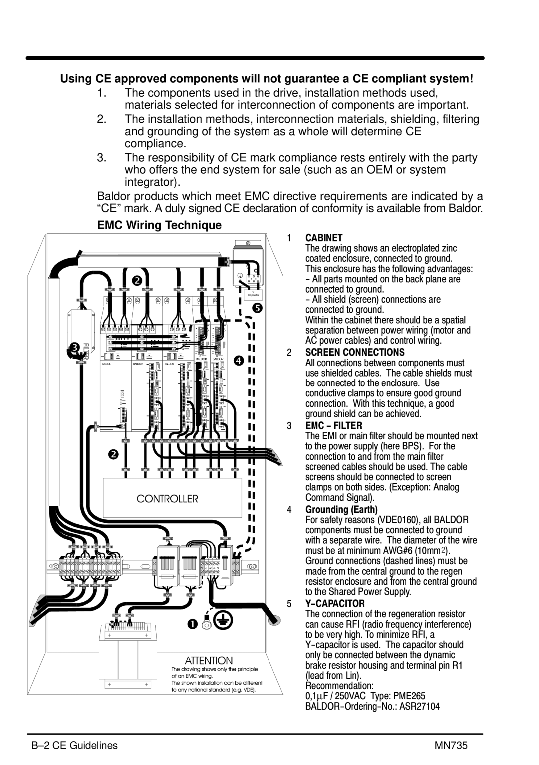 Baldor MN735 manual EMC Wiring Technique, Cabinet 