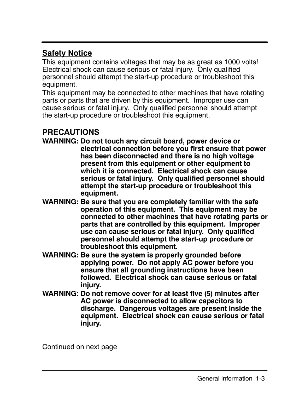 Baldor MN754 manual Safety Notice 