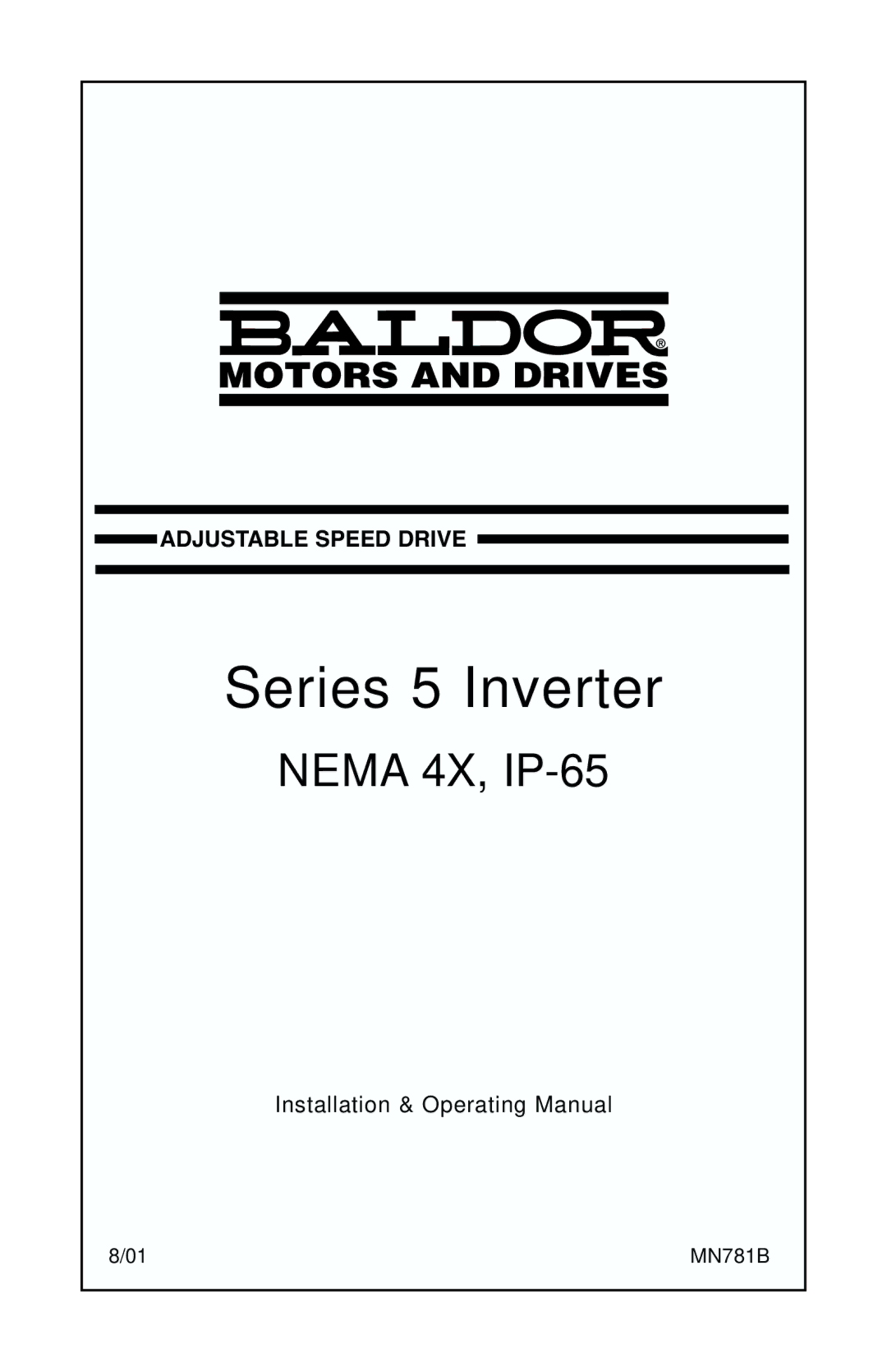 Baldor IP-65, NEMA 4X manual Series 5 Inverter 