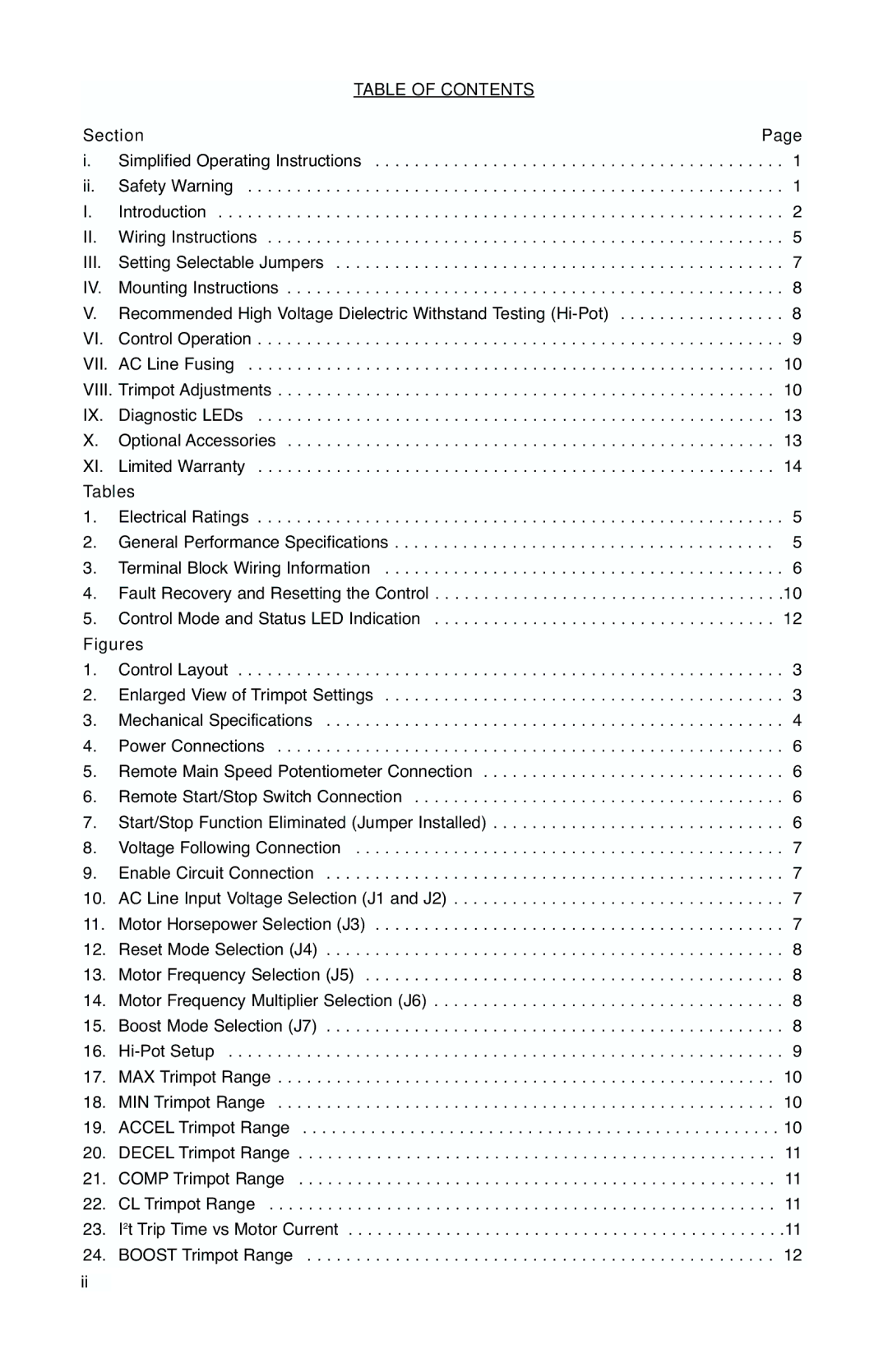 Baldor NEMA 4X, IP-65 manual Table of Contents, Iii 