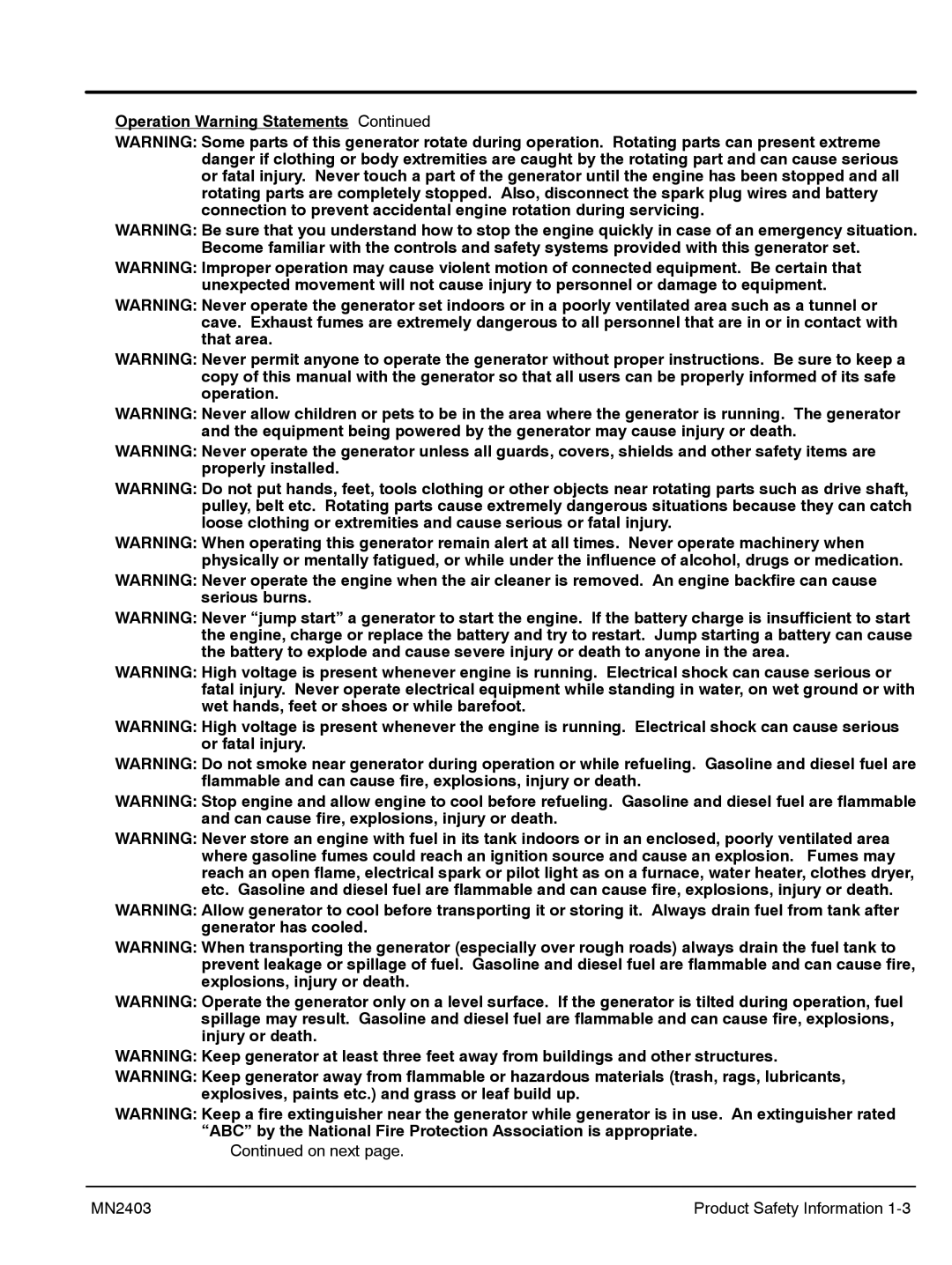 Baldor PC32RI, PC43RI manual Operation Warning Statements 