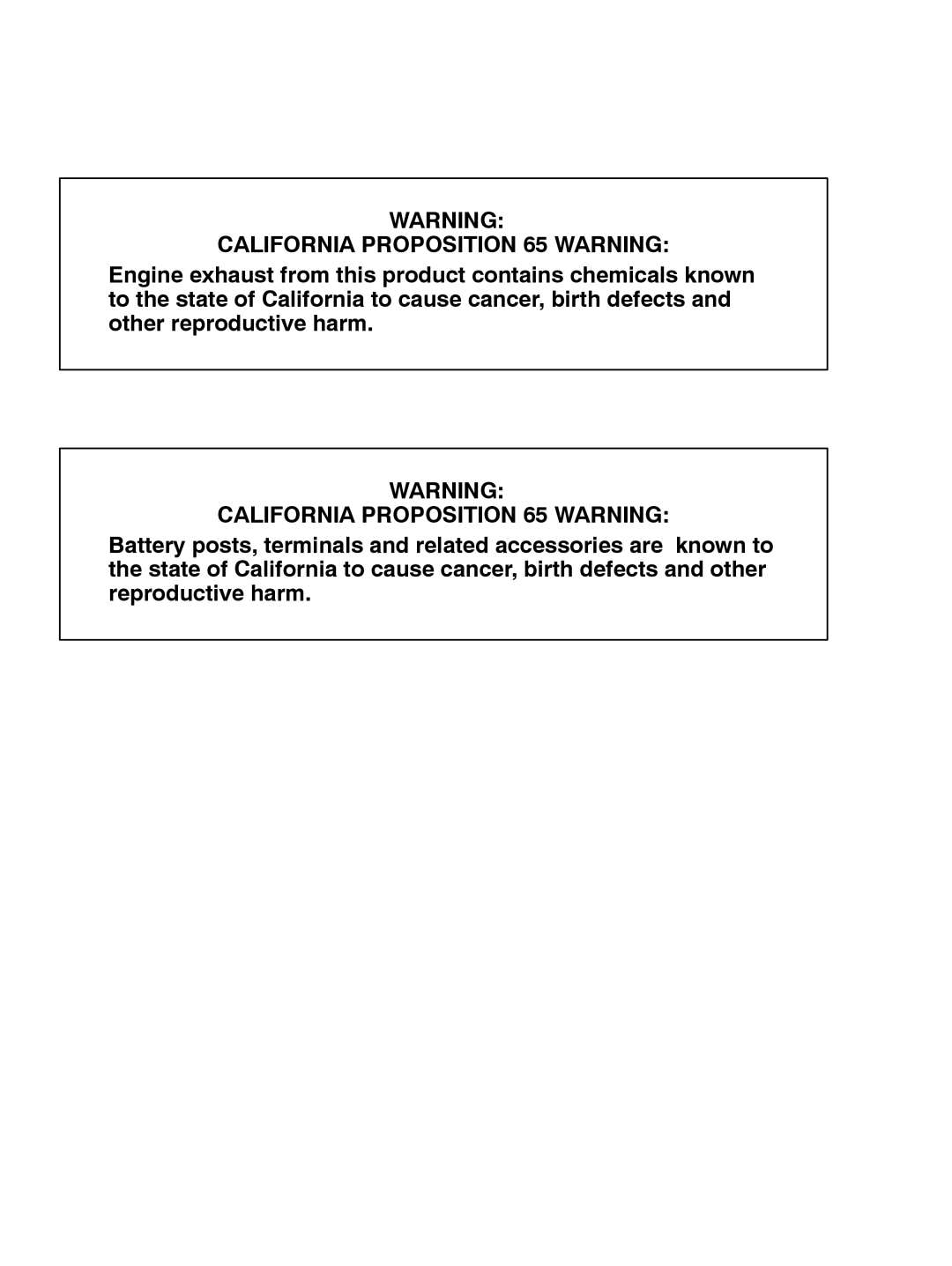 Baldor PG 6000 manual California Proposition 65 Warning 