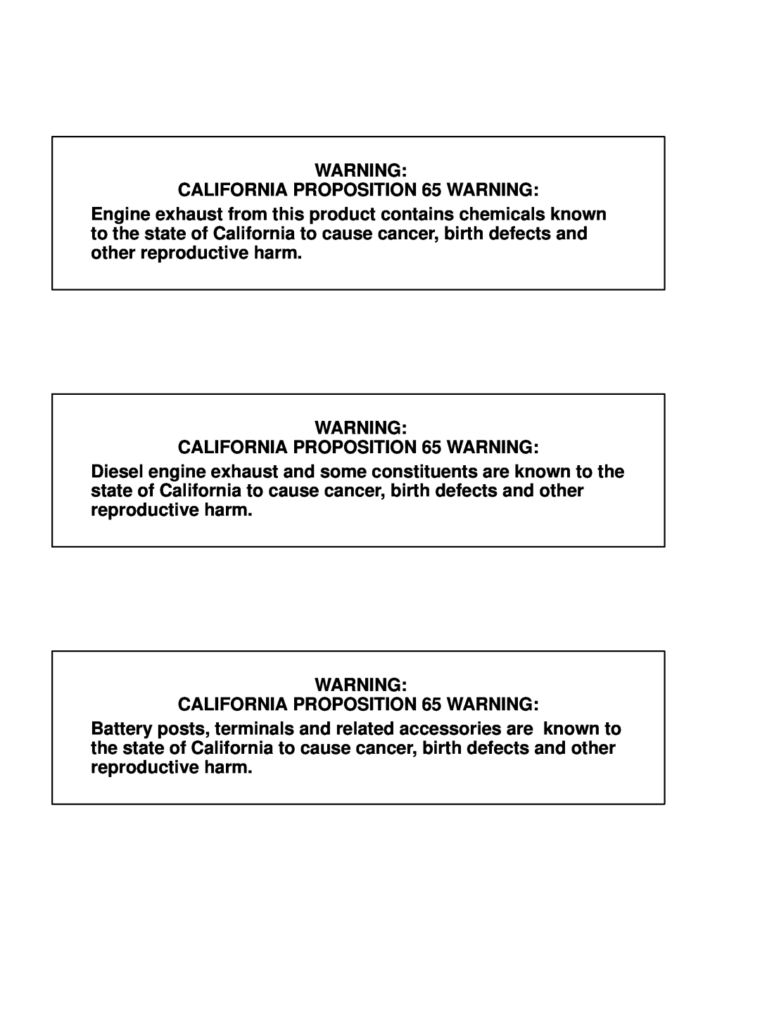 Baldor Series PC Mutlifuel manual CALIFORNIA PROPOSITION 65 WARNING 