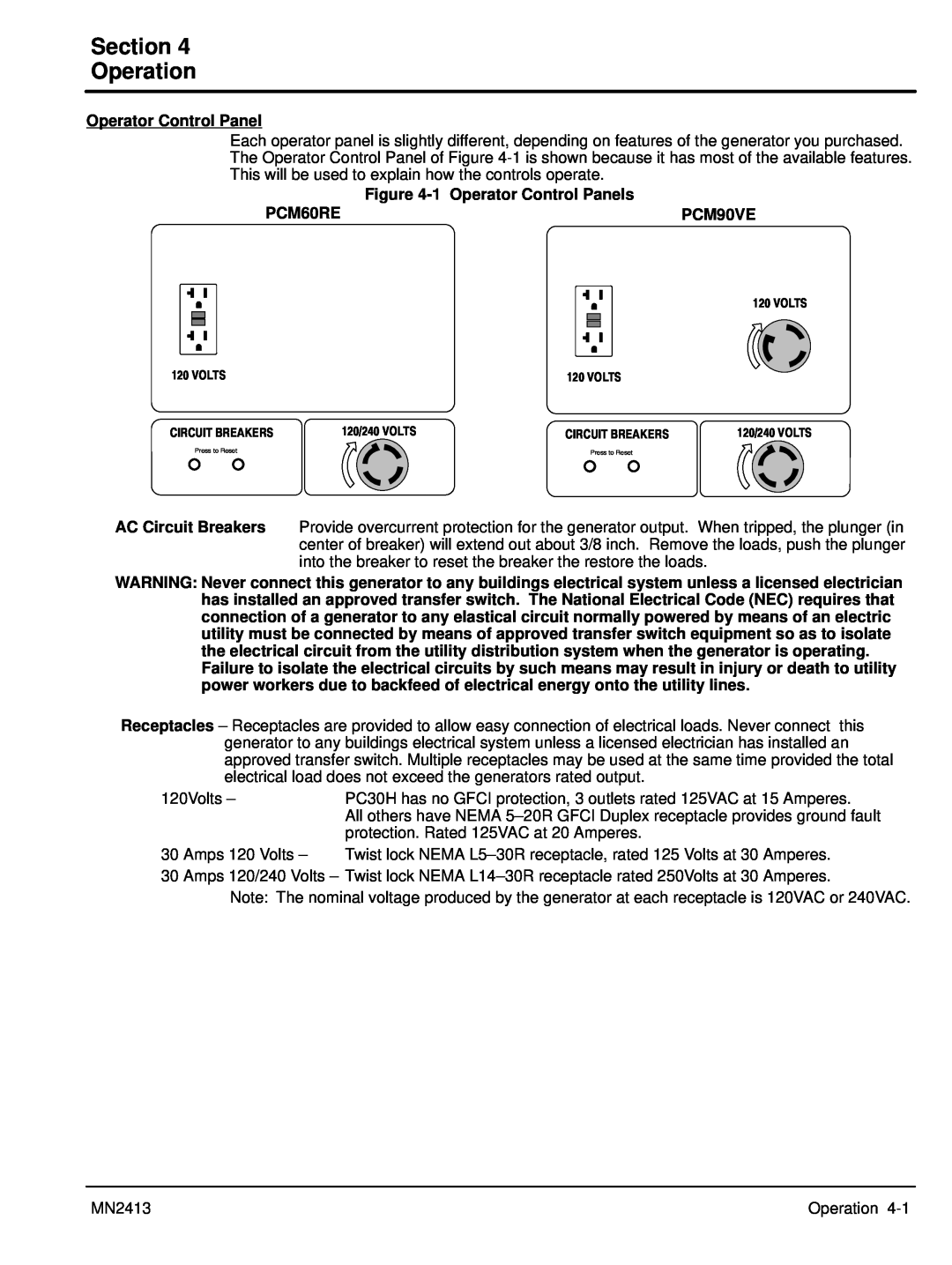 Baldor Series PC Mutlifuel manual Section Operation 