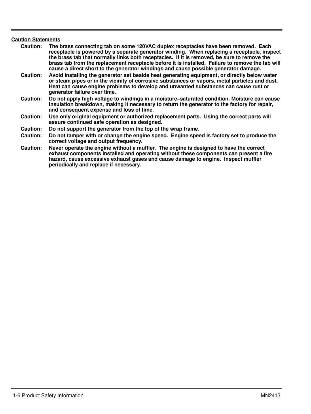 Baldor Series PC Mutlifuel manual Product Safety Information MN2413 